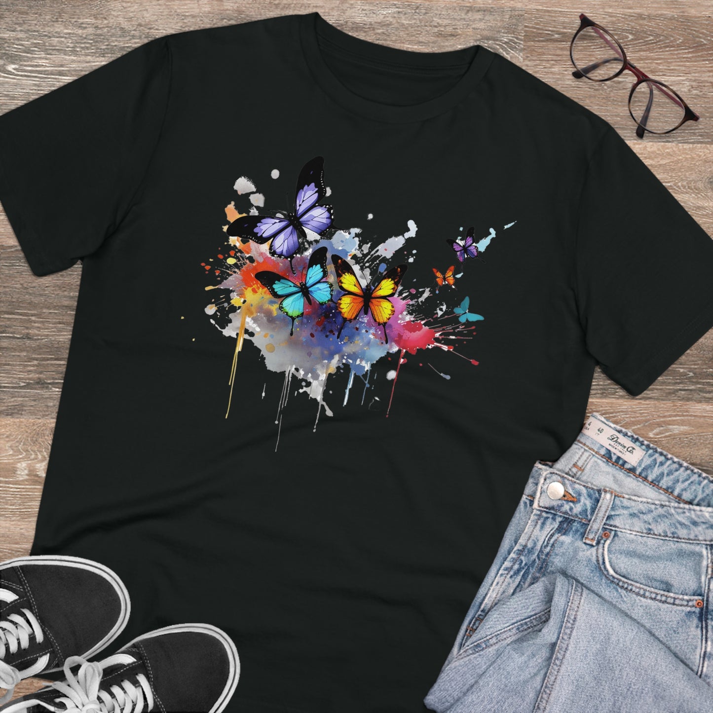 Butterflies Eco-Friendly T-Shirt - Embrace Nature's Vibrant Beauty in Watercolor Style