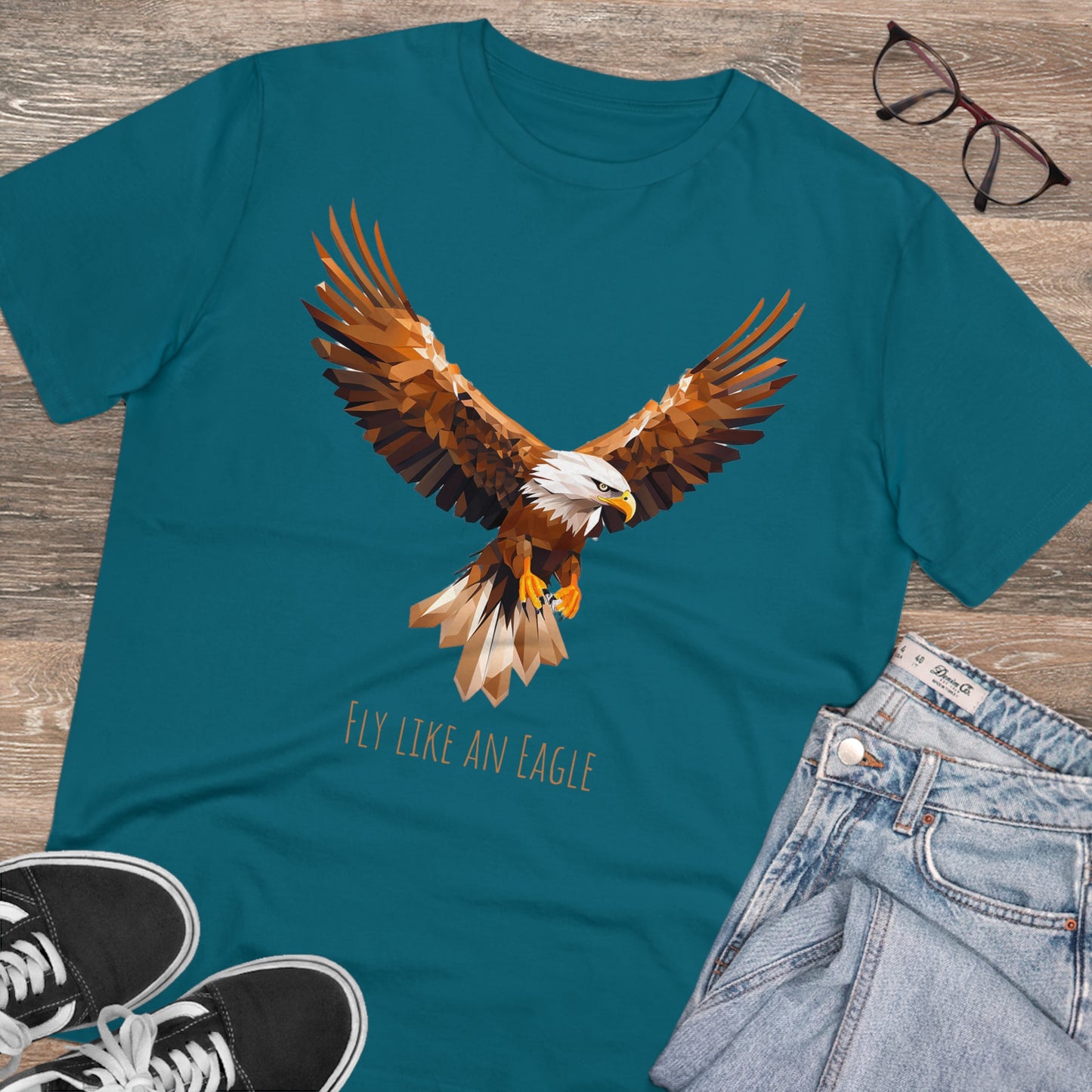 Eco-Friendly Geometric Eagle T-Shirt: "Fly Like An Eagle"