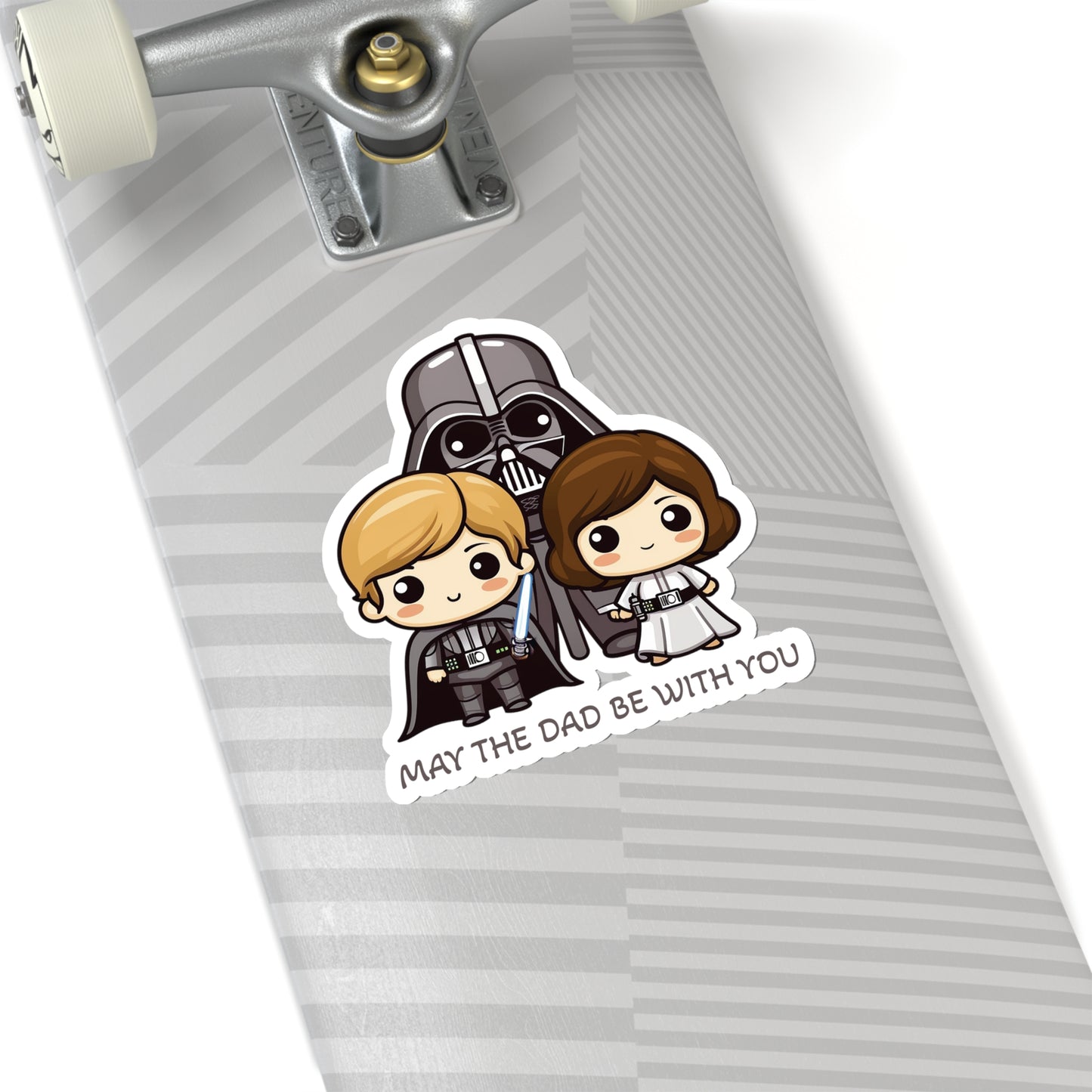 May the Dad Be with You - Father's Day Sticker - Celebrate with Cute Darth Vader and Kids Luke and Leia - Star Wars