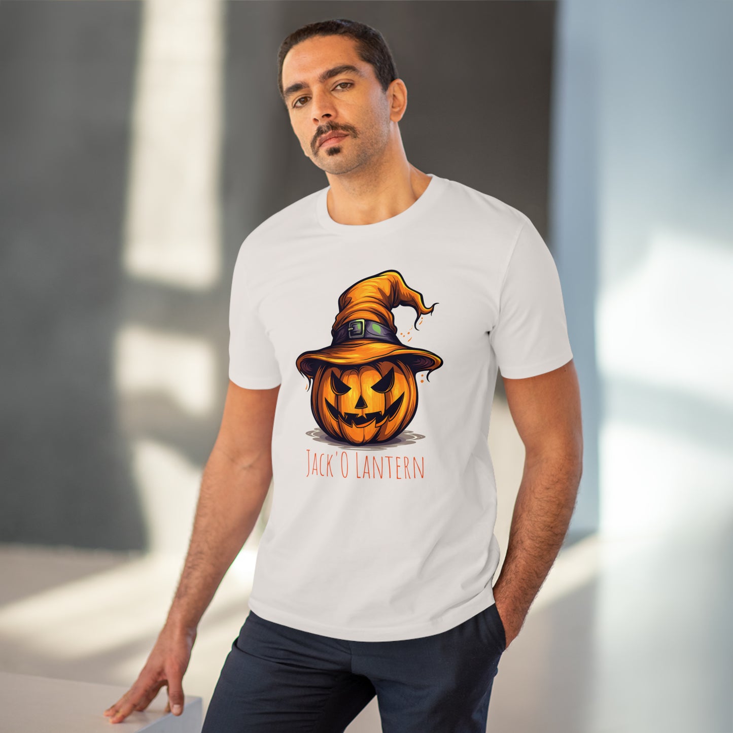 Eco-friendly Jack O Lantern Tee: Funny Pumpkin Halloween Sorcerer Edition