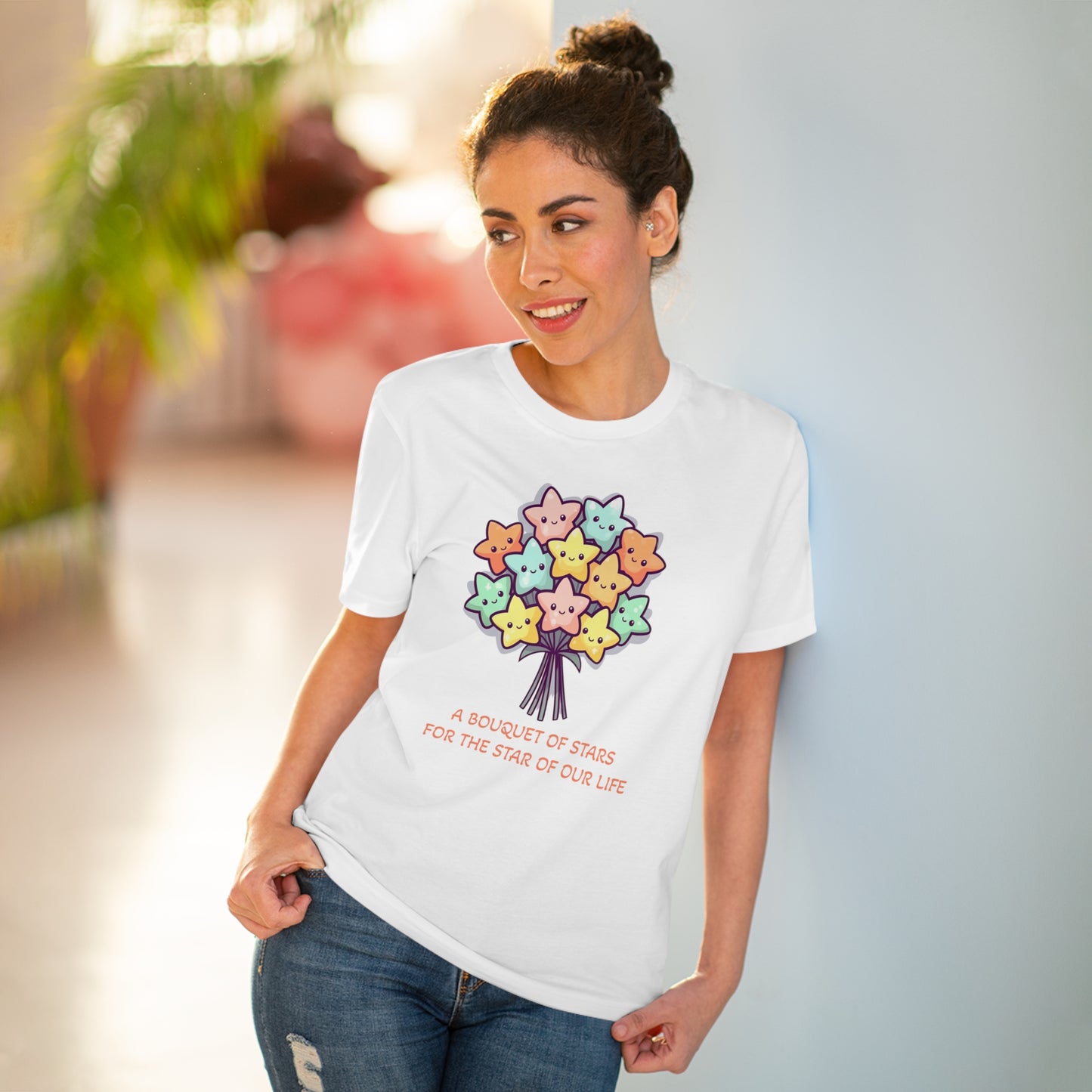 Bouquet of Stars for the Star of Our Life - Unisex Eco-Friendly T-Shirt - Father's and Mother's Day Special