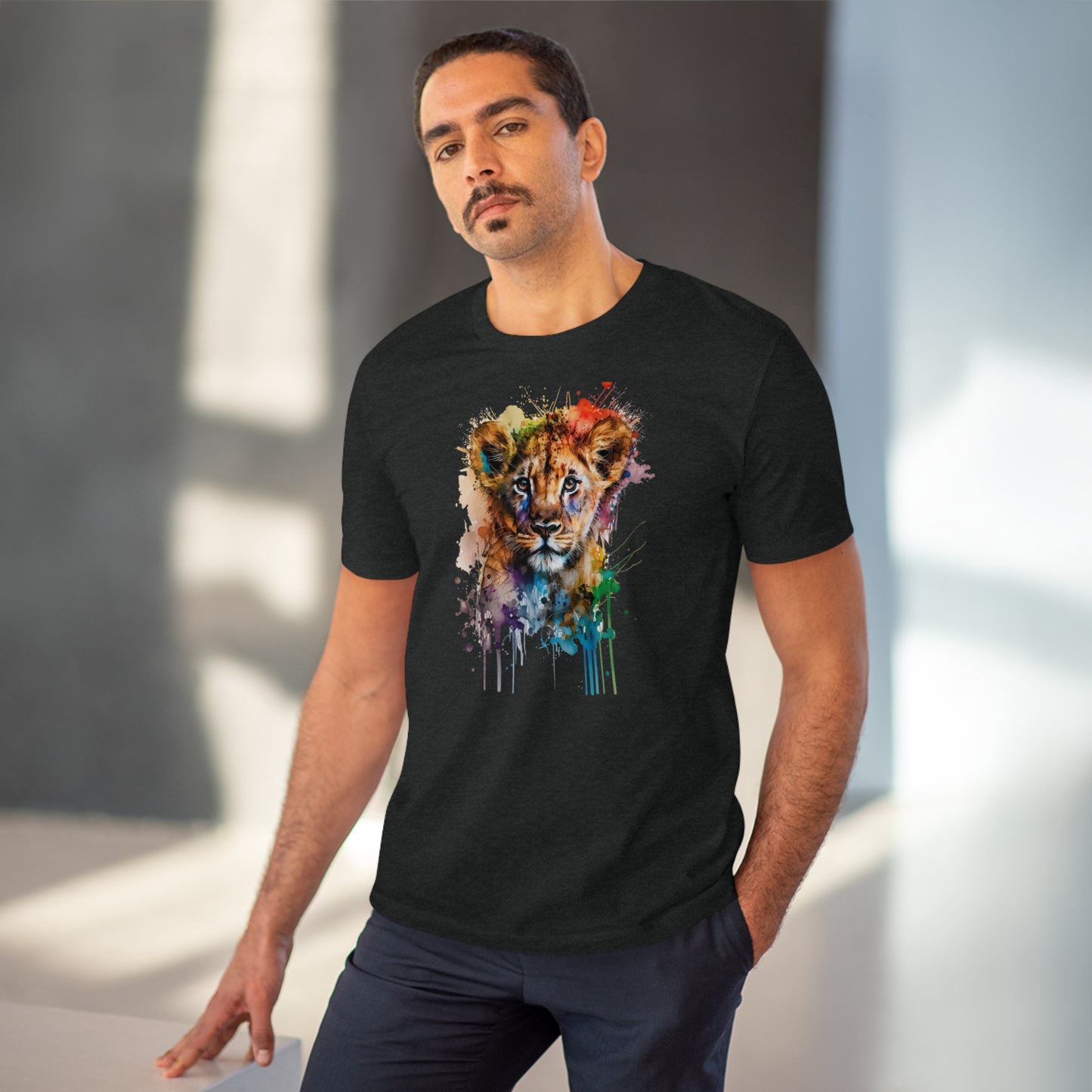 Cute Lion Cub in Watercolor Style Organic Unisex T-Shirt - Add Some Adorable and Eco-Friendly Style to Your Wardrobe