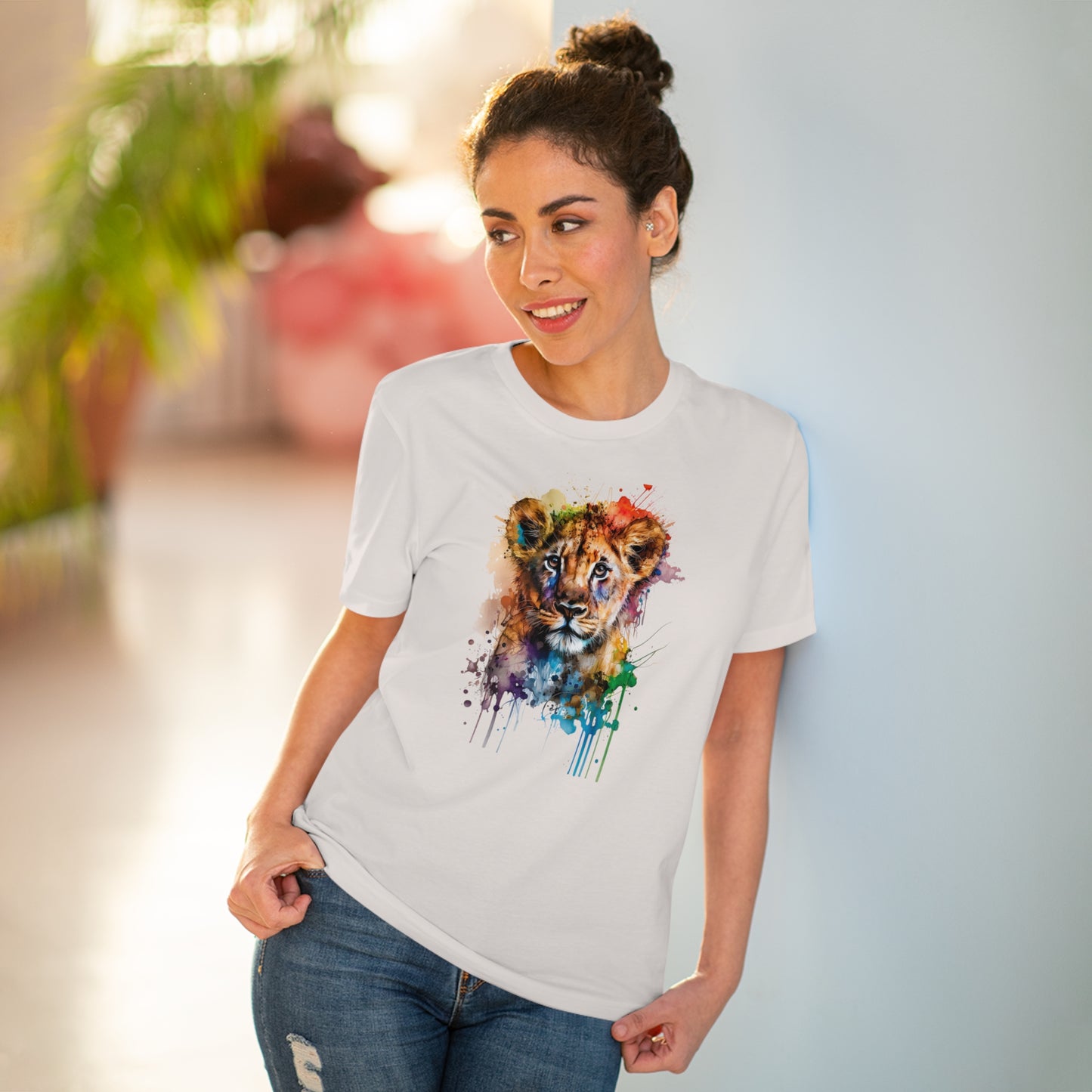 Cute Lion Cub in Watercolor Style Organic Unisex T-Shirt - Add Some Adorable and Eco-Friendly Style to Your Wardrobe