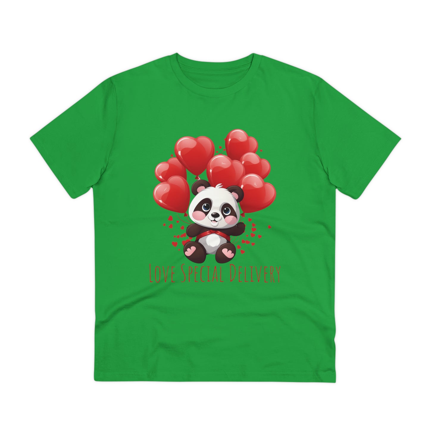 Panda Love Delivery Tee - Eco-Friendly Heart Balloon Shirt - Valentine's Day Special