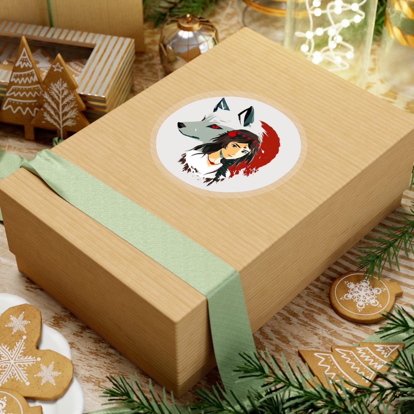 Princess Mononoke and Her Wolf Sticker - Add Some Unique and Striking Style to Your Tech