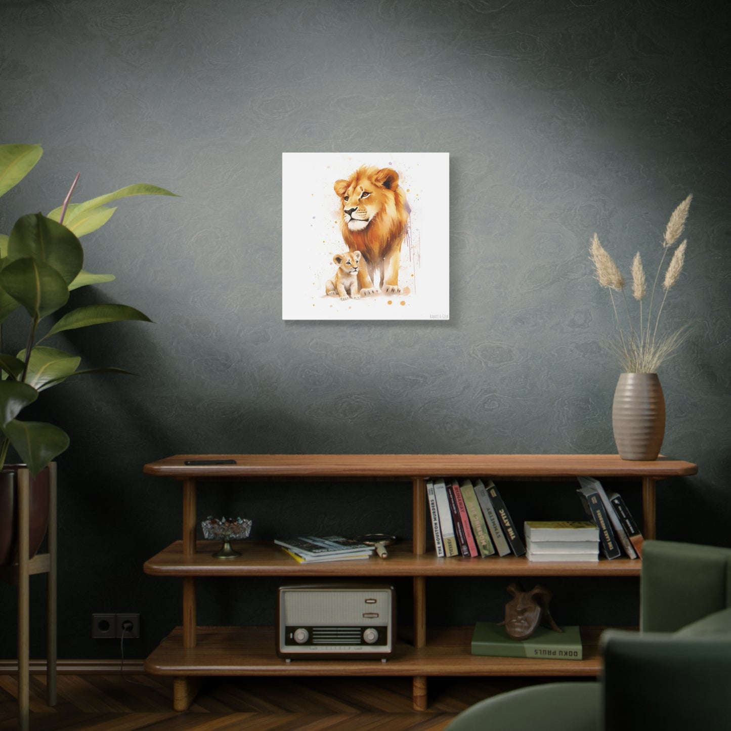 Lion King and Son Watercolor Canvas - Celebrate Father's Day with Majestic Artistry