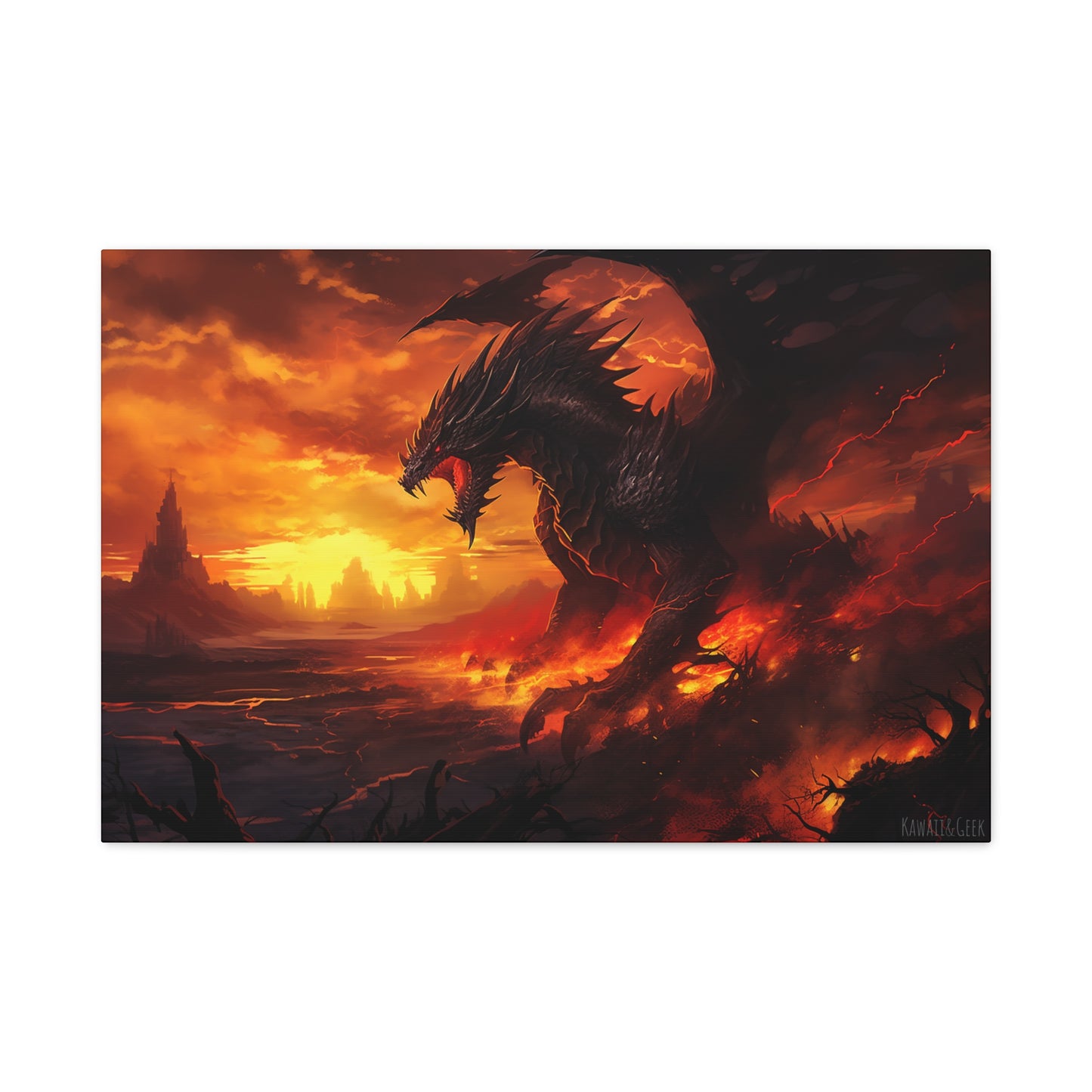 Unleash the Mighty: Gigantic Fire Dragon Canvas