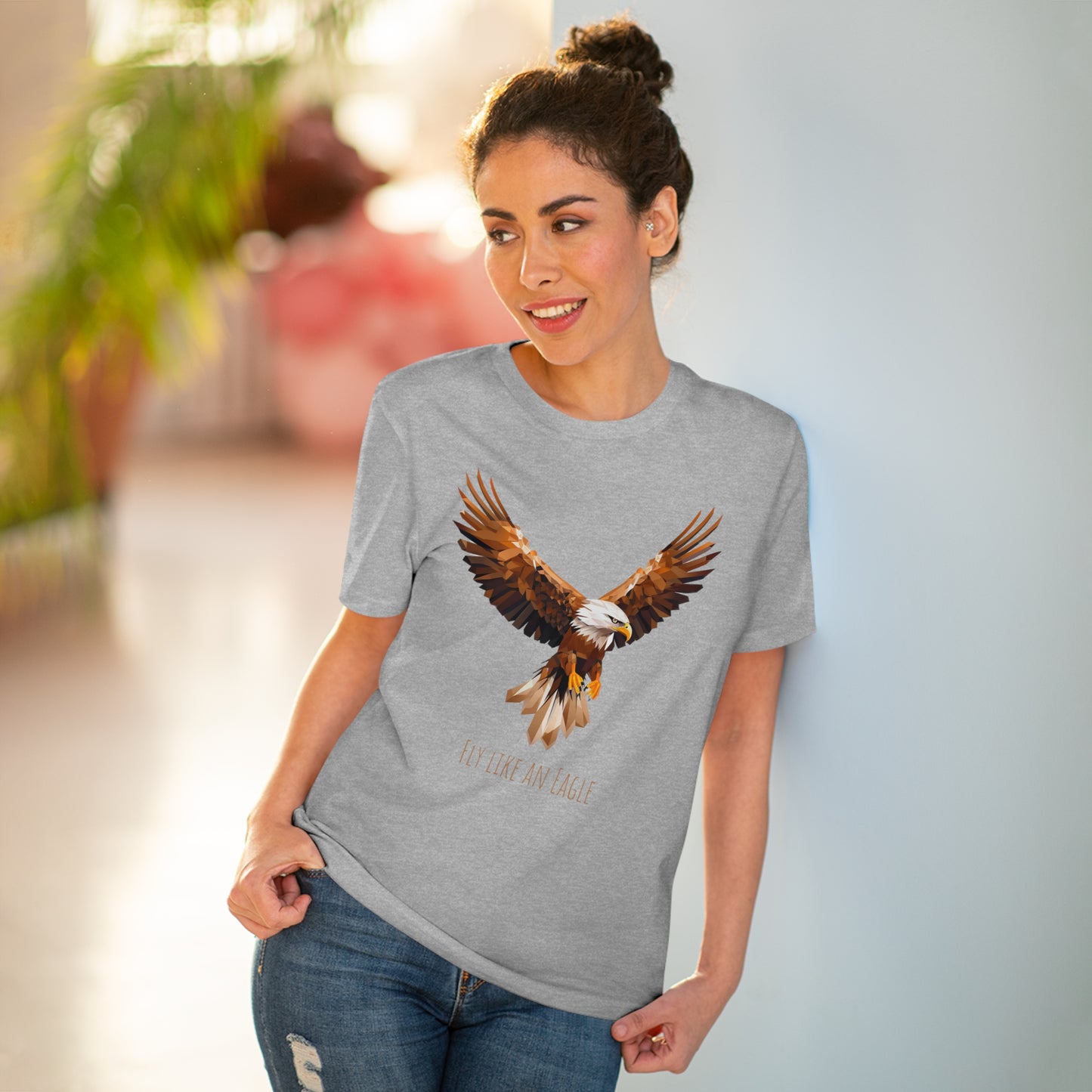 Eco-Friendly Geometric Eagle T-Shirt: "Fly Like An Eagle"