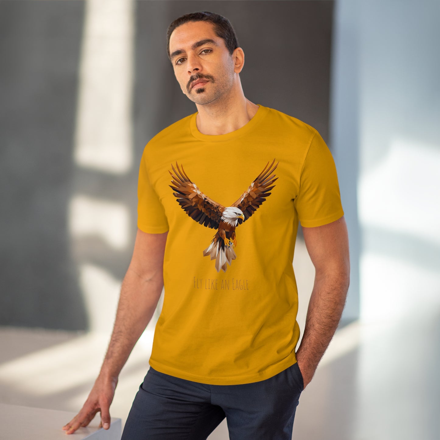 Eco-Friendly Geometric Eagle T-Shirt: "Fly Like An Eagle"
