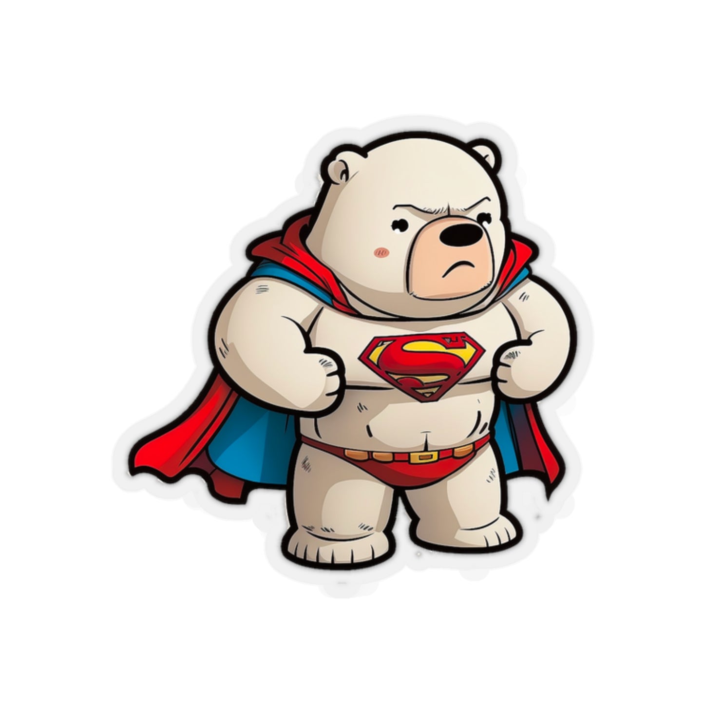 Majestic and Powerful Superman Polar Bear Sticker - Stand Strong with this Heroic Arctic Bear