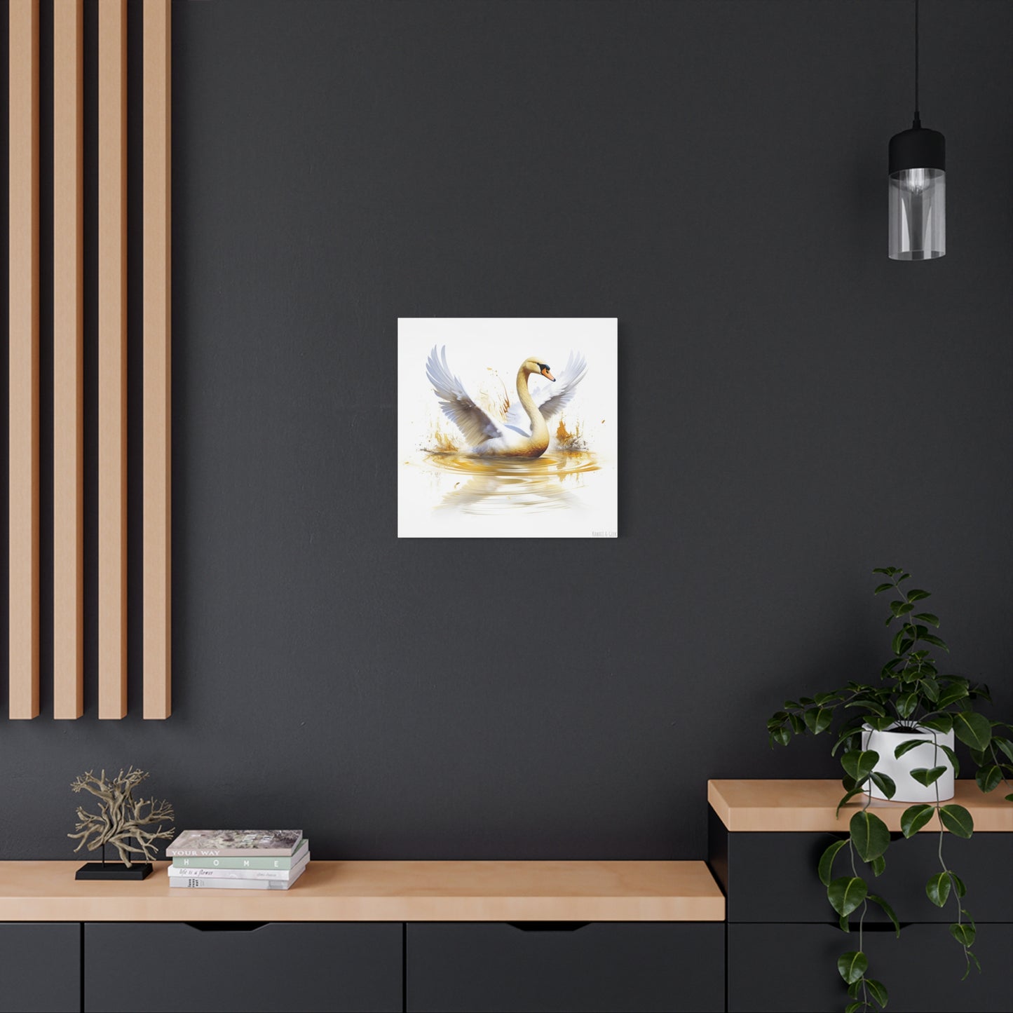 Majestic White Swan Watercolor Canva - Capture the Elegance of Nature in Art