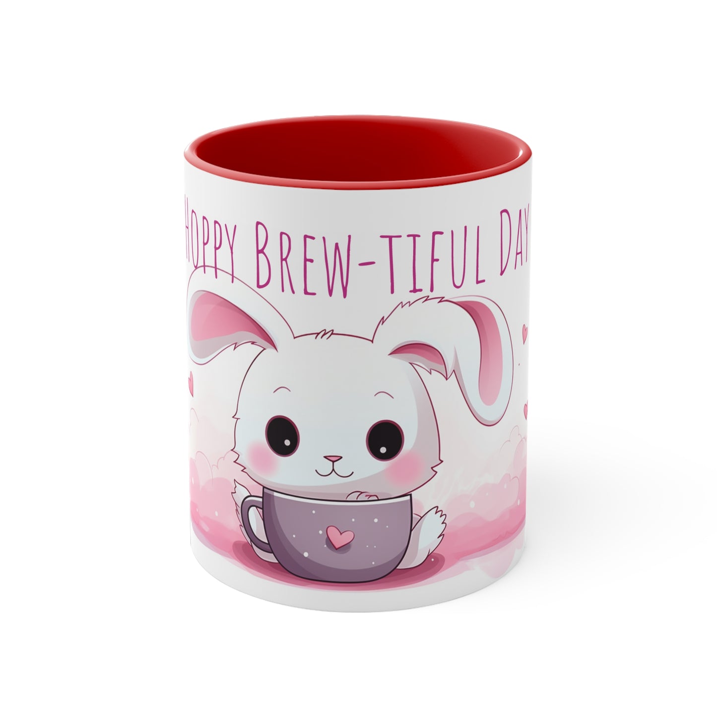 Kawaii Bunny Coffee Mug : "Hoppy Brew-tiful Day"