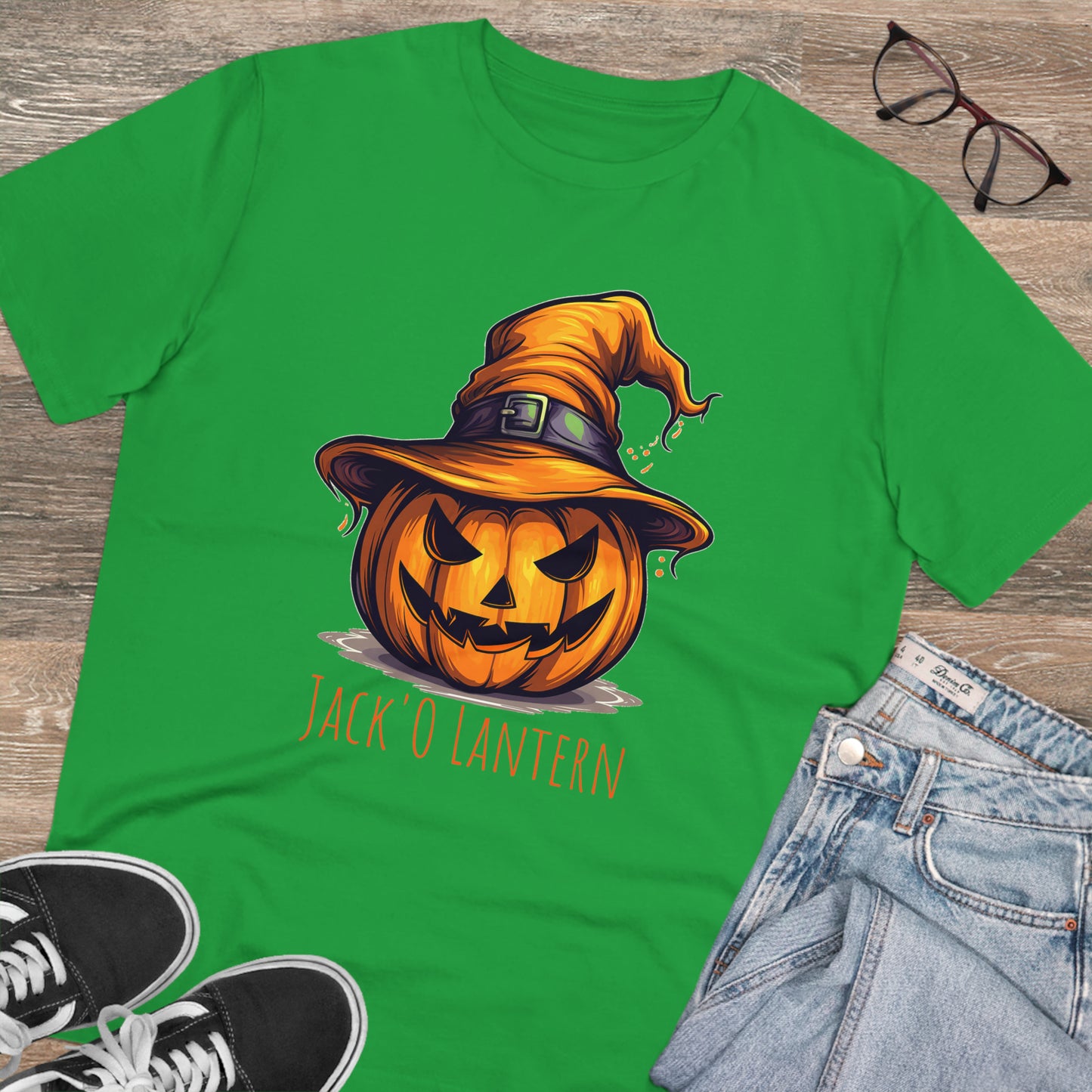 Eco-friendly Jack O Lantern Tee: Funny Pumpkin Halloween Sorcerer Edition