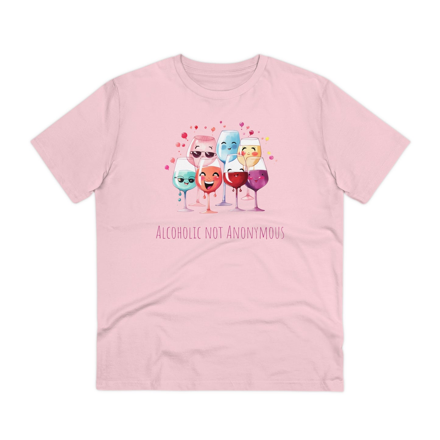 Eco-Friendly 'Alcoholic Not Anonymous' T-Shirt - Kawaii Wine Party Design, Unisex