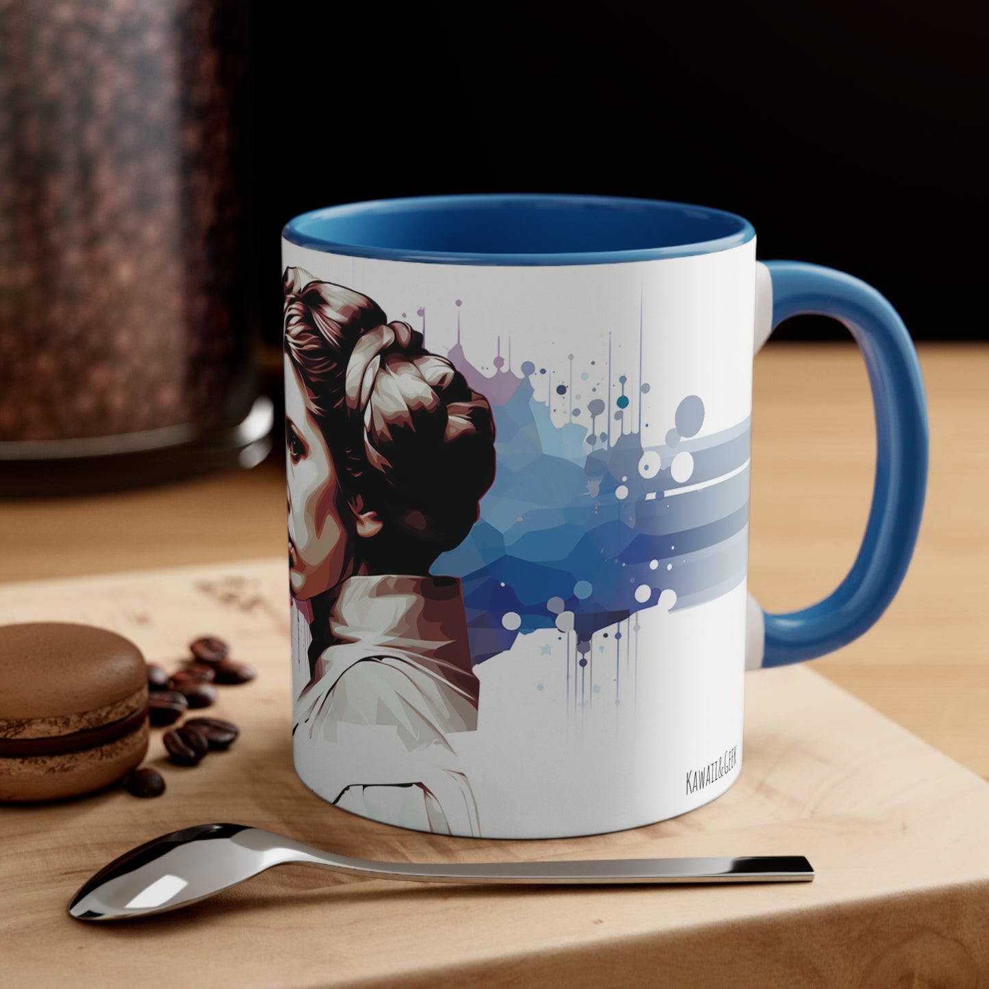 Princess Leia Geometric Bicolor Mug - A Beacon of Hope: Help Me, Obi-Wan Kenobi - Star Wars