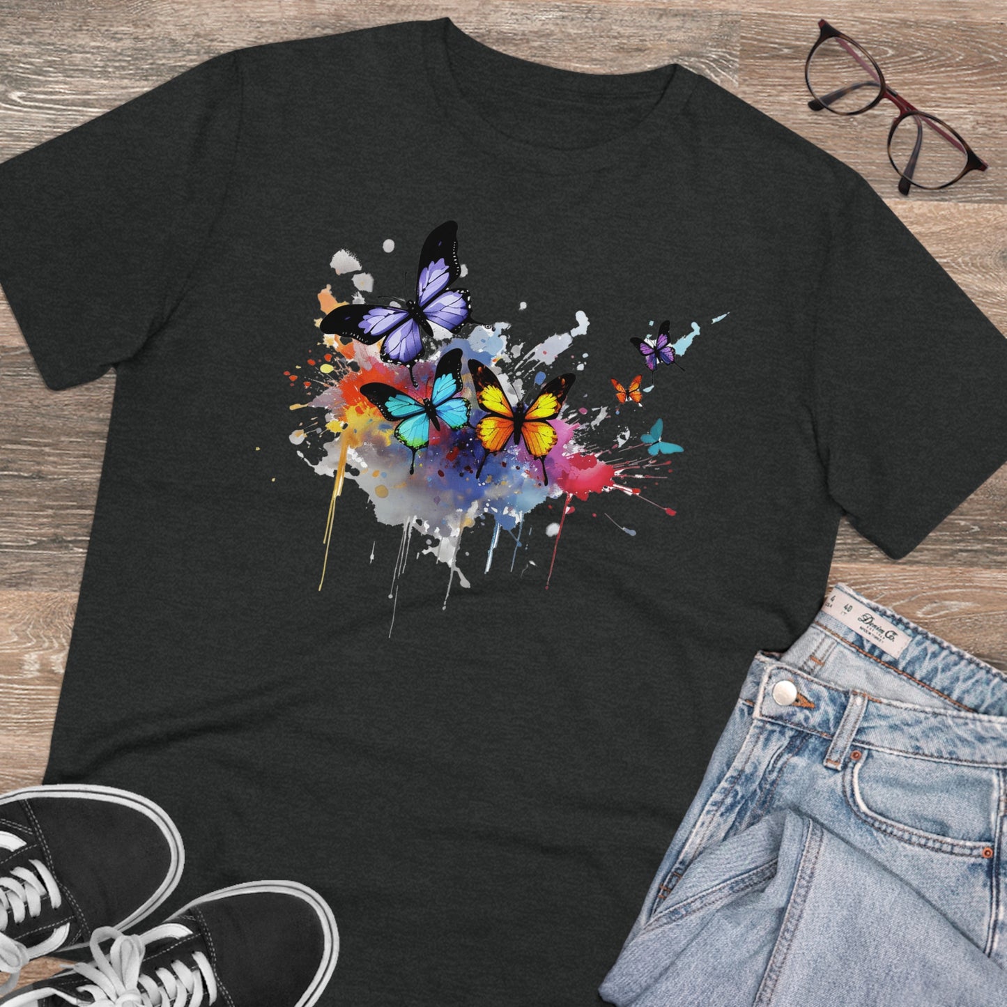Butterflies Eco-Friendly T-Shirt - Embrace Nature's Vibrant Beauty in Watercolor Style