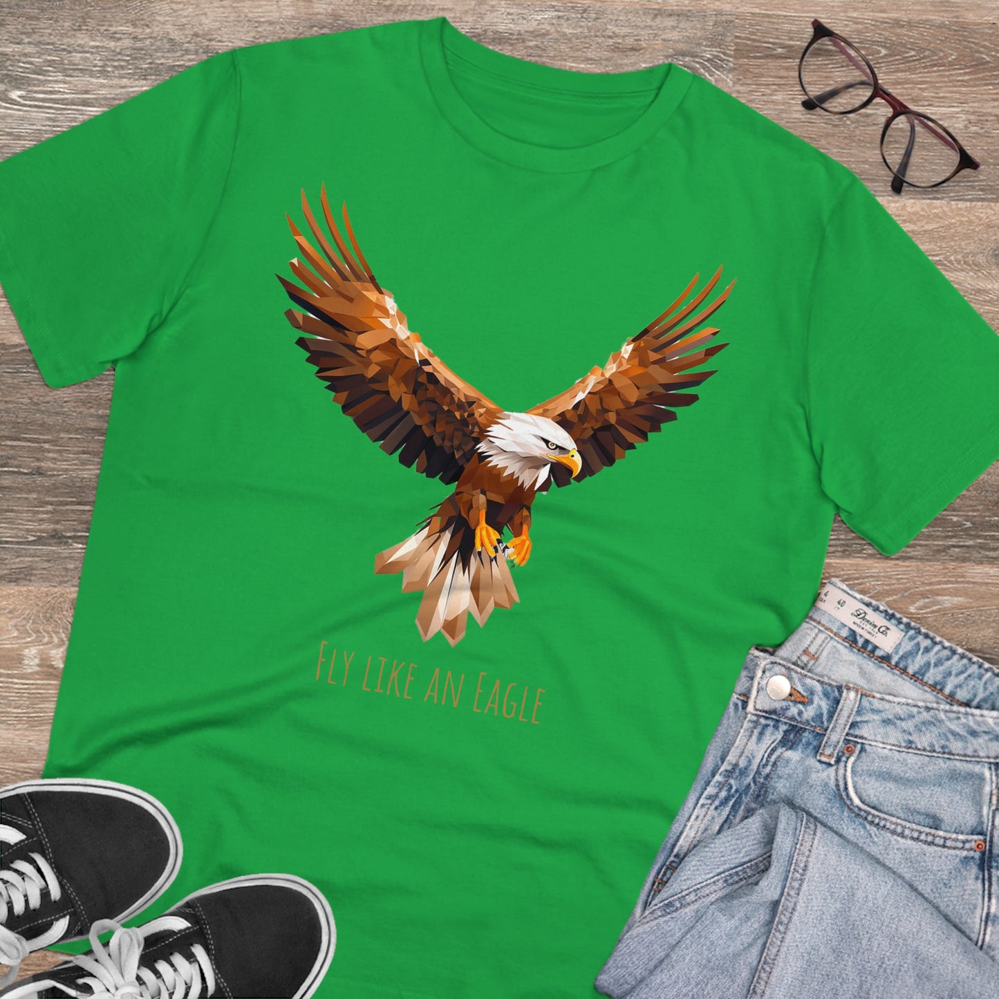 Eco-Friendly Geometric Eagle T-Shirt: "Fly Like An Eagle"