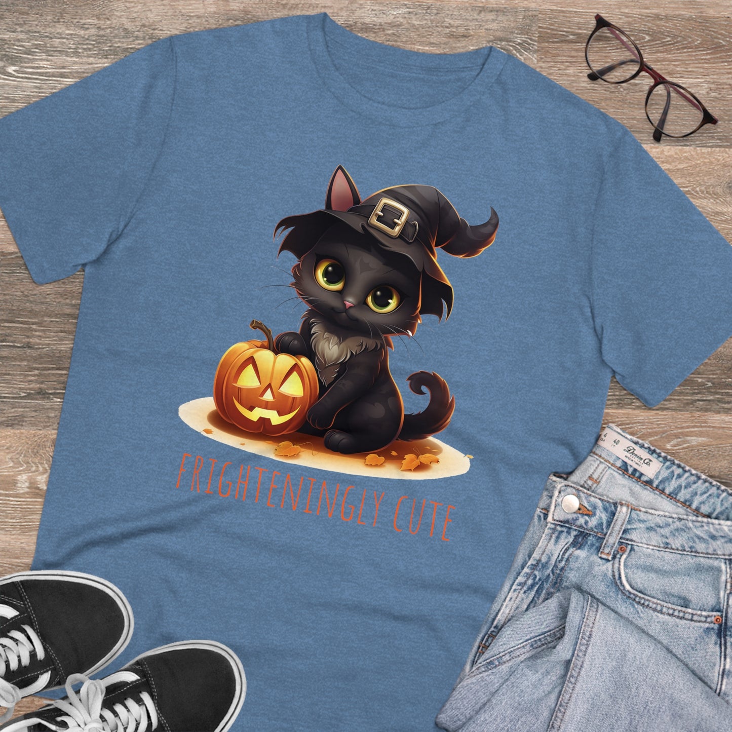 Frighteningly Cute: Halloween Black Cat Eco-Friendly T-shirt