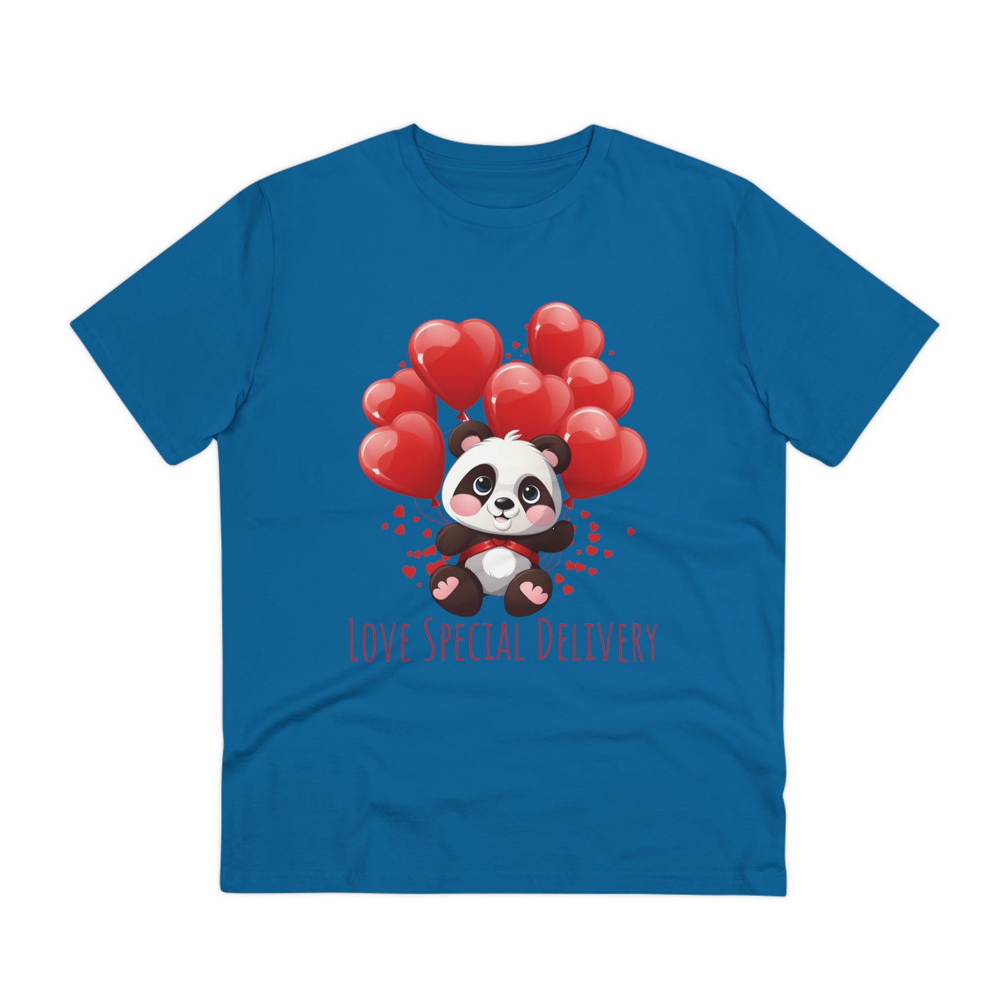 Panda Love Delivery Tee - Eco-Friendly Heart Balloon Shirt - Valentine's Day Special