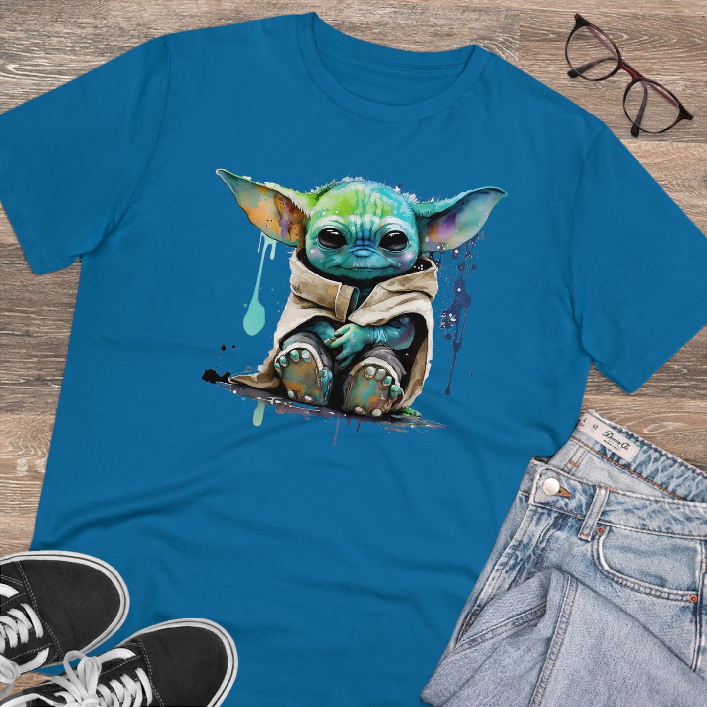 Baby Yoda in Watercolor Style Organic Unisex T-Shirt - Add Some Cute and Eco-Friendly Style to Your Wardrobe