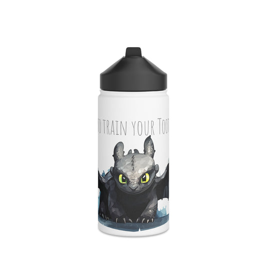 Geometric Toothless: Stainless Steel Dragon Trainer Bottle