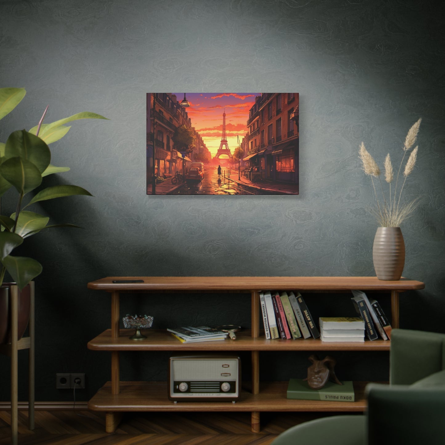 Paris Sunset Canvas - Capture the Romantic Streets and Eiffel Tower in Artistic Splendor