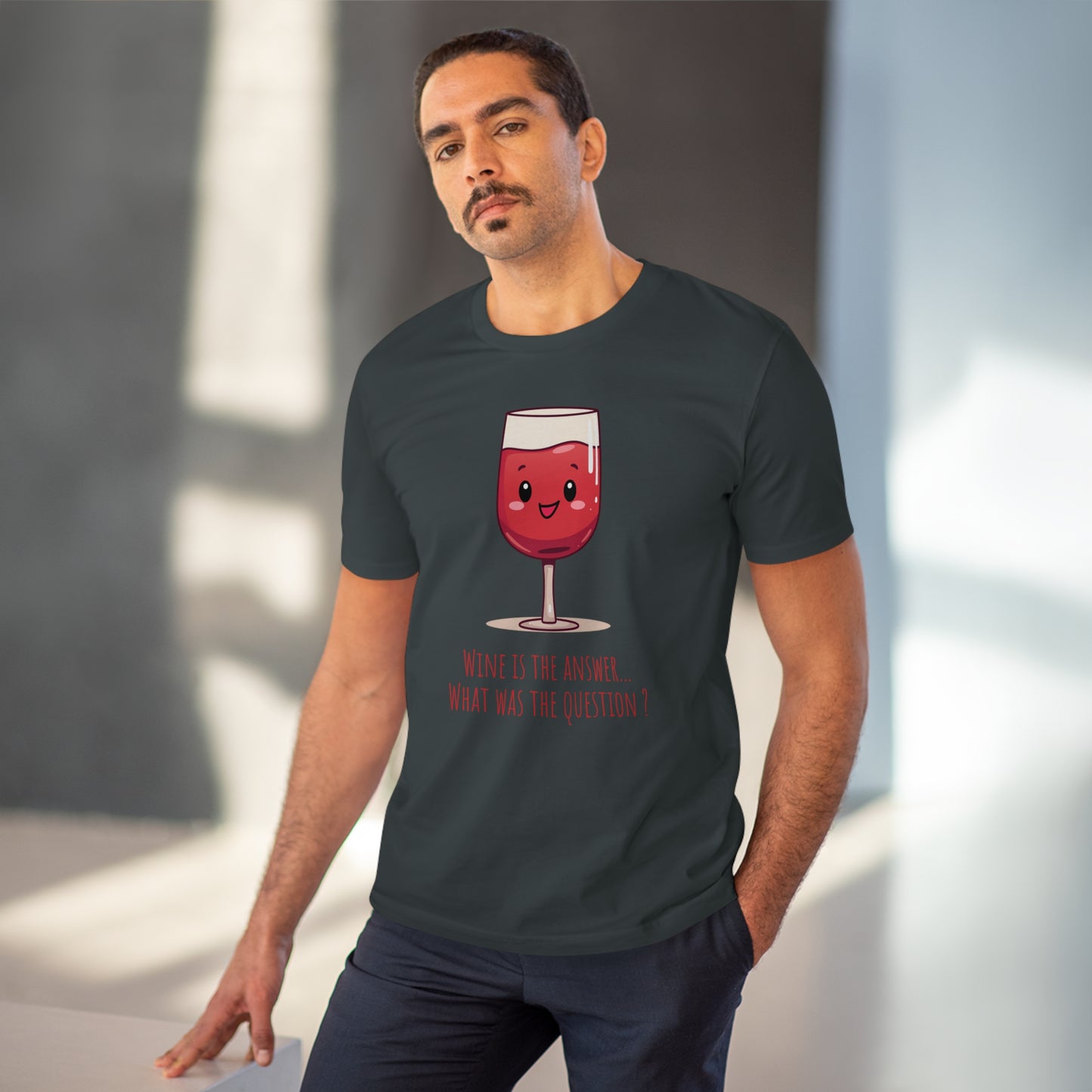 Eco-Friendly 'Wine is the Answer' T-Shirt - Cute Red Wine Design, Unisex