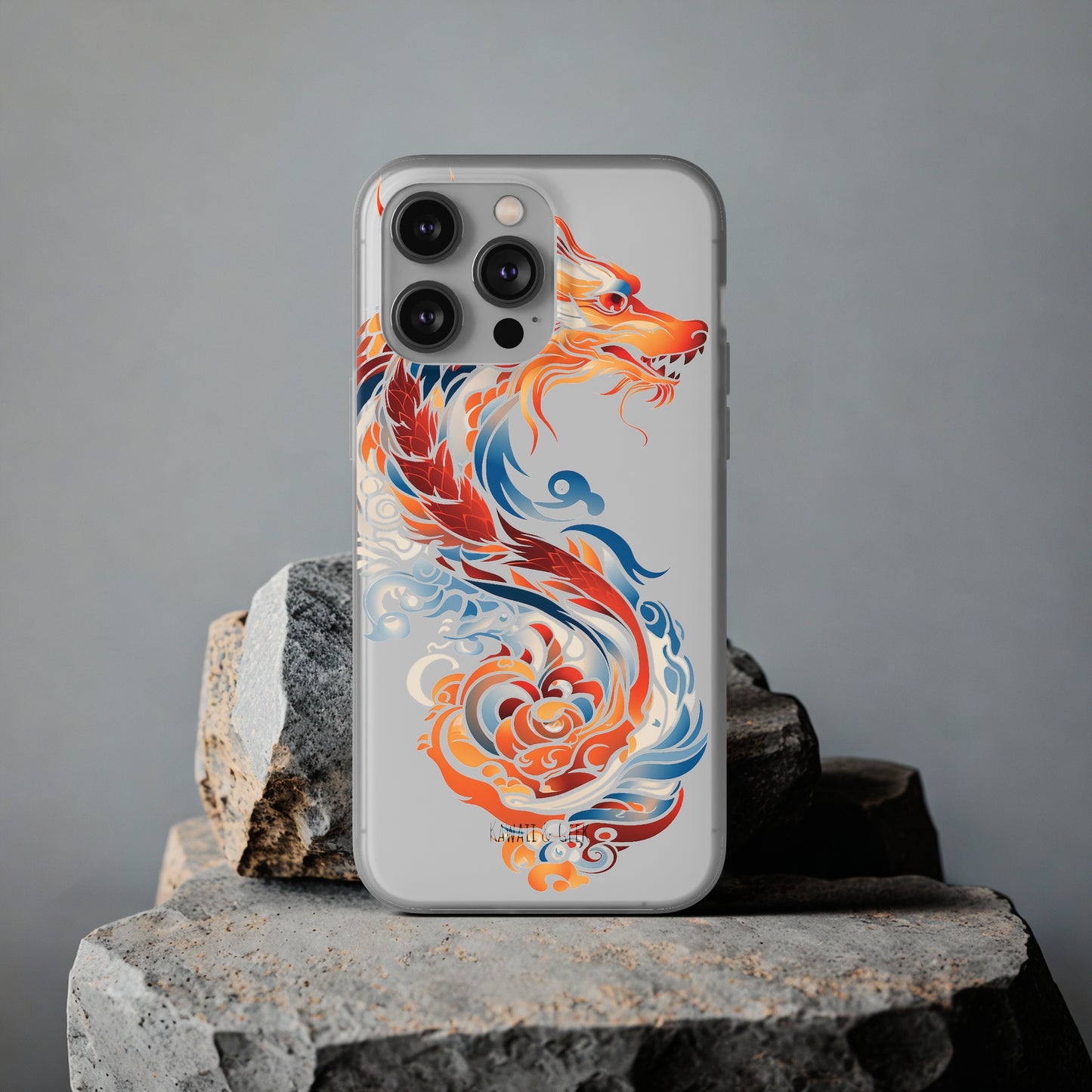 Elegant Chinese Ink Dragon Flexi Transparent Phone Case