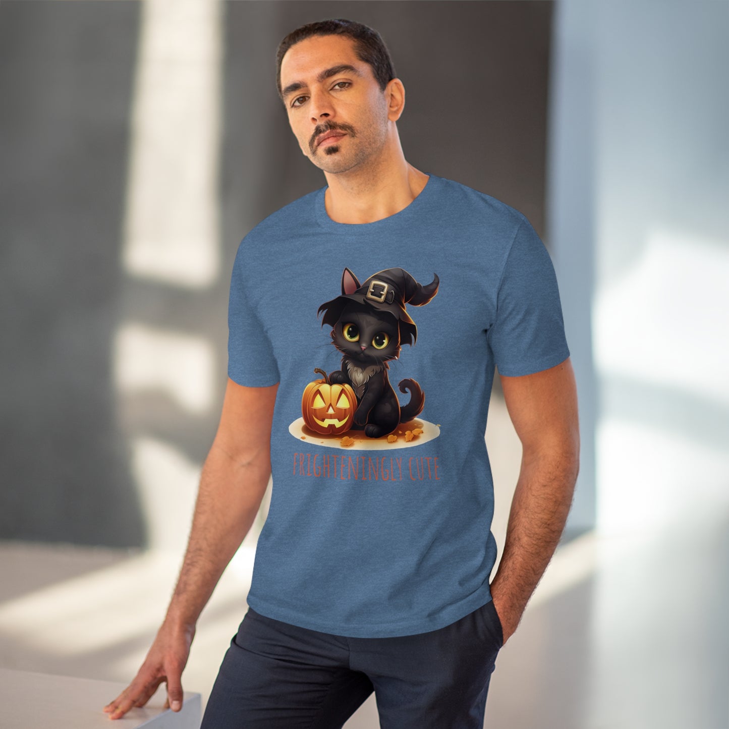 Frighteningly Cute: Halloween Black Cat Eco-Friendly T-shirt