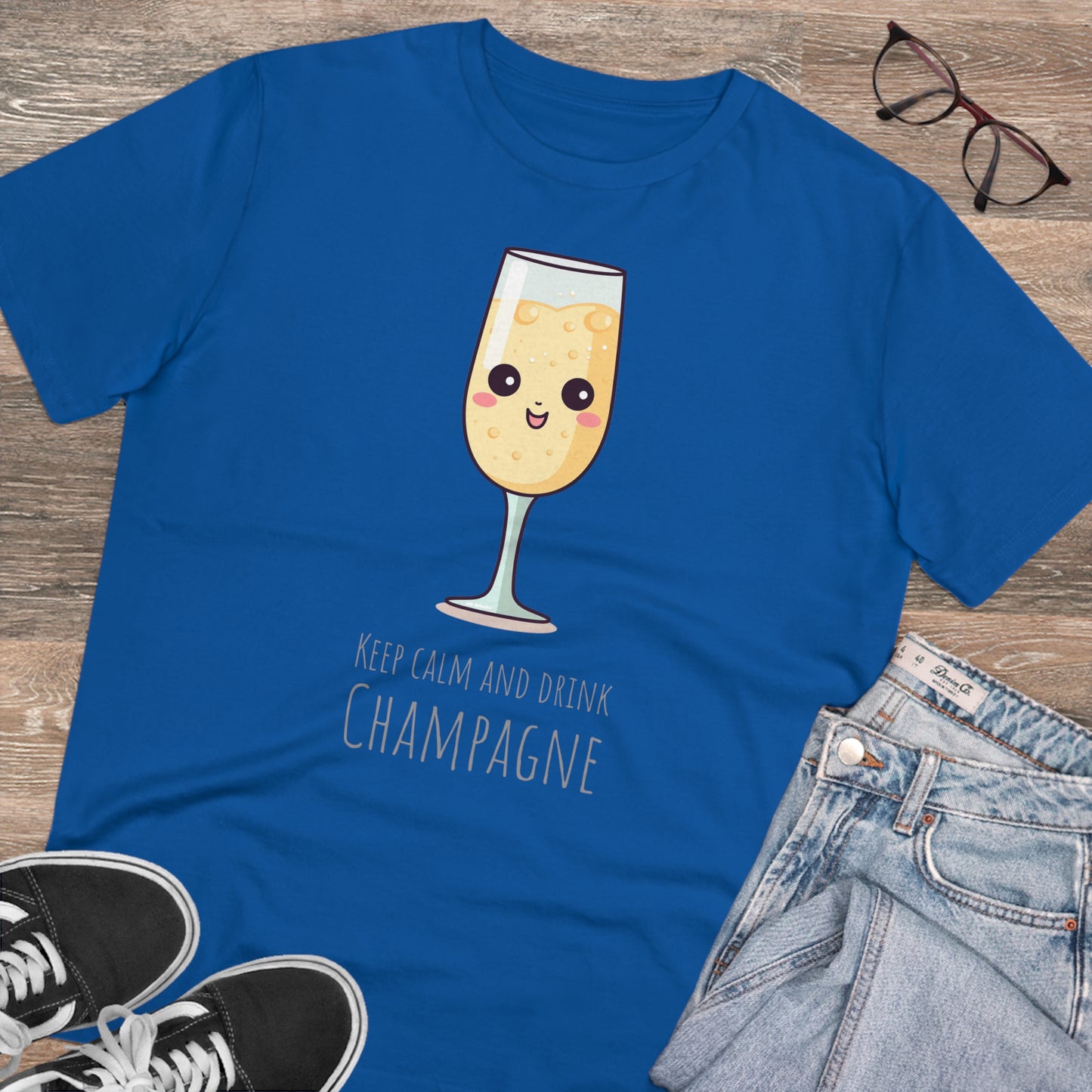 Keep Calm and Drink Champagne T-Shirt - Eco-Friendly Design