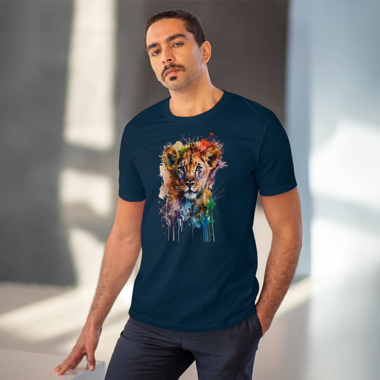 Cute Lion Cub in Watercolor Style Organic Unisex T-Shirt - Add Some Adorable and Eco-Friendly Style to Your Wardrobe