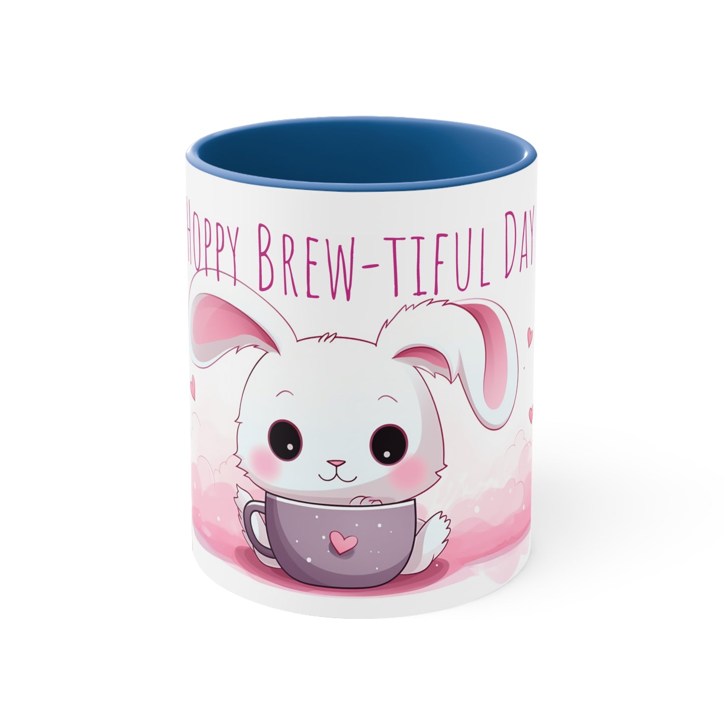 Kawaii Bunny Coffee Mug : "Hoppy Brew-tiful Day"