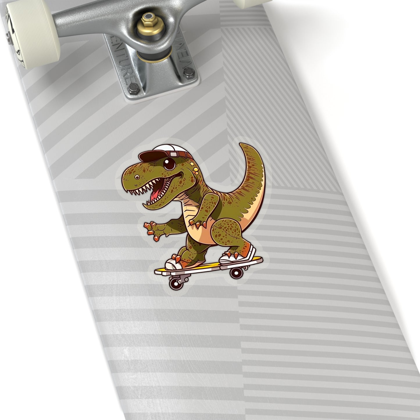 Kawaii T-Rex Skating Sticker - Add Some Cute and Fun Style to Your Tech