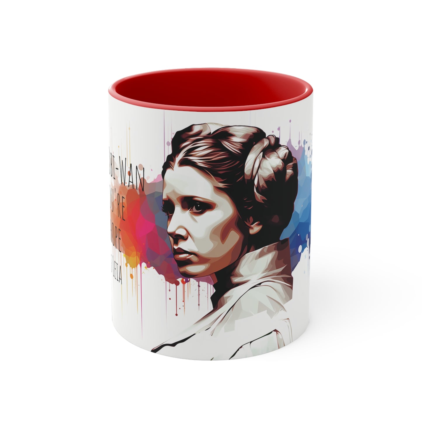 Princess Leia Geometric Bicolor Mug - A Beacon of Hope: Help Me, Obi-Wan Kenobi - Star Wars