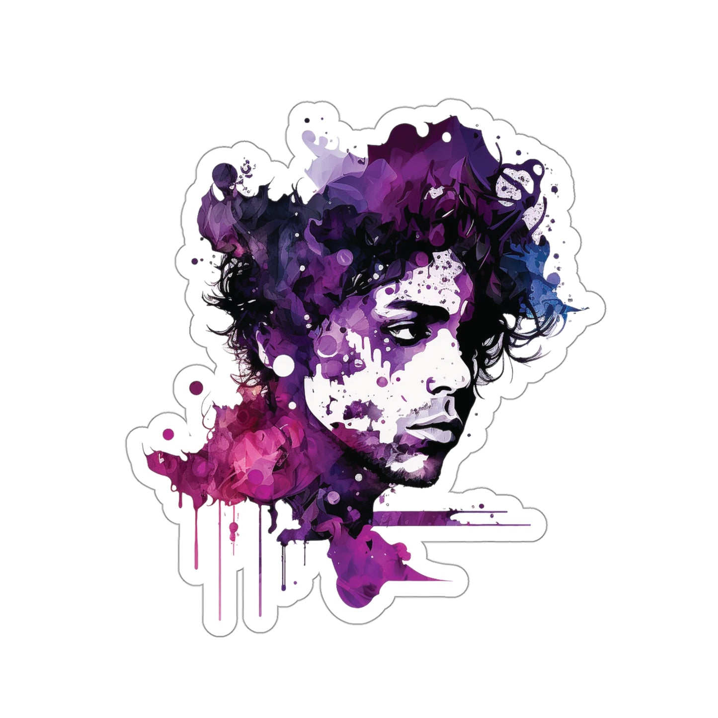Prince - Love Symbol in Purple Rain Watercolor Style Sticker - Add Some Musical and Colorful Style to Your Tech