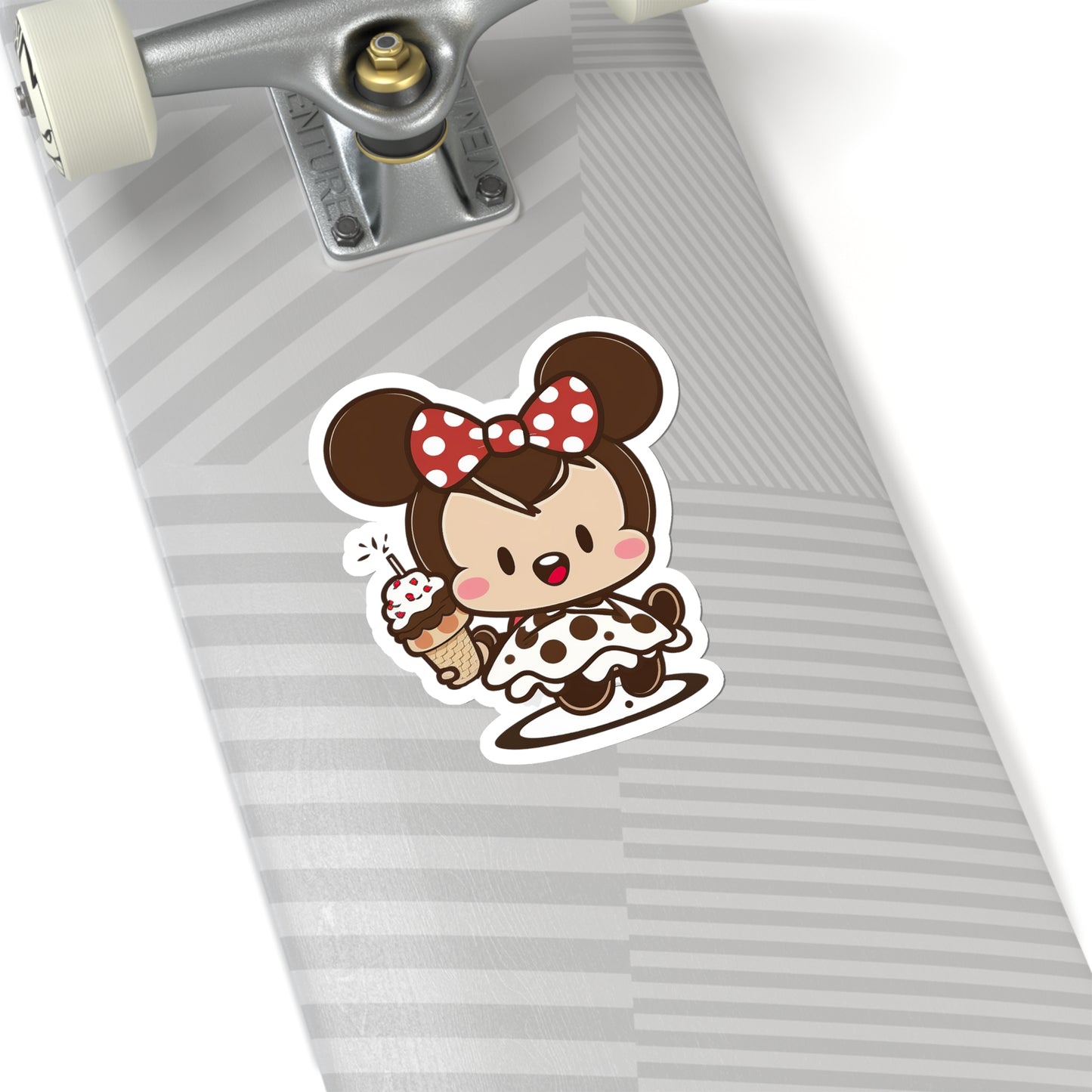 Kawaii Little Girl Eating an Ice Cream with Minnie Style Sticker - Add Some Adorable and Sweet Style to Your Tech