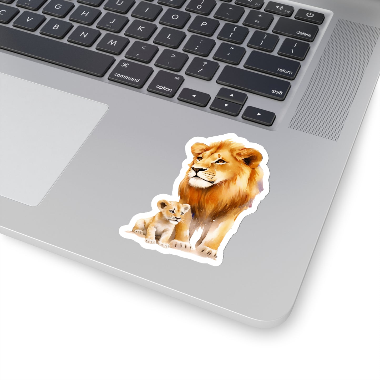 Lion King and Son Watercolor Sticker - Celebrate Father's Day with Majestic Style