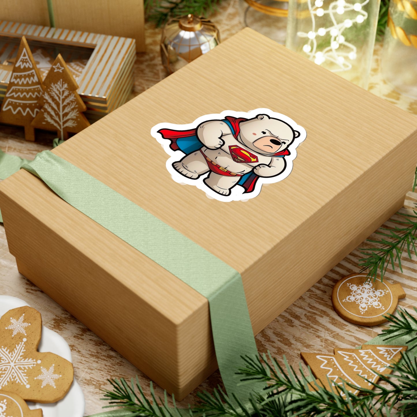 Majestic and Powerful Superman Polar Bear Sticker - Stand Strong with this Heroic Arctic Bear