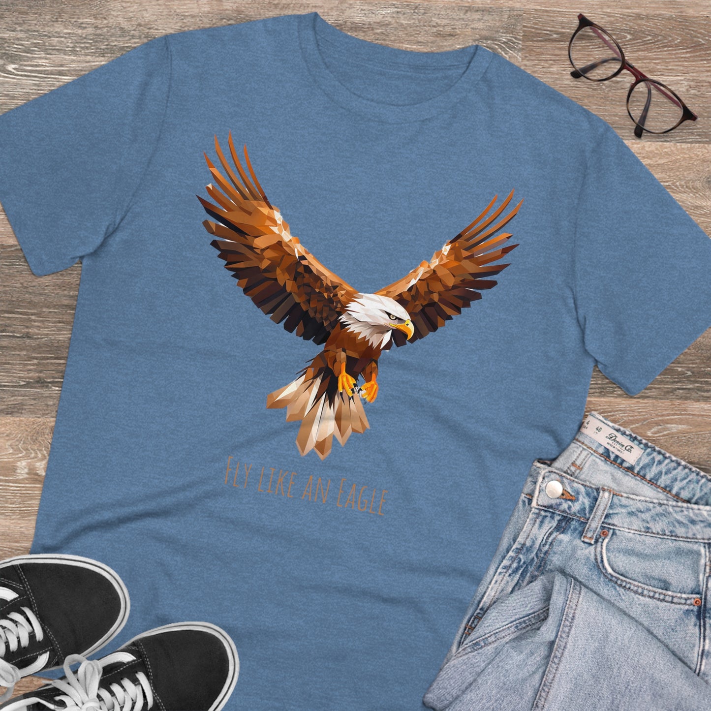 Eco-Friendly Geometric Eagle T-Shirt: "Fly Like An Eagle"