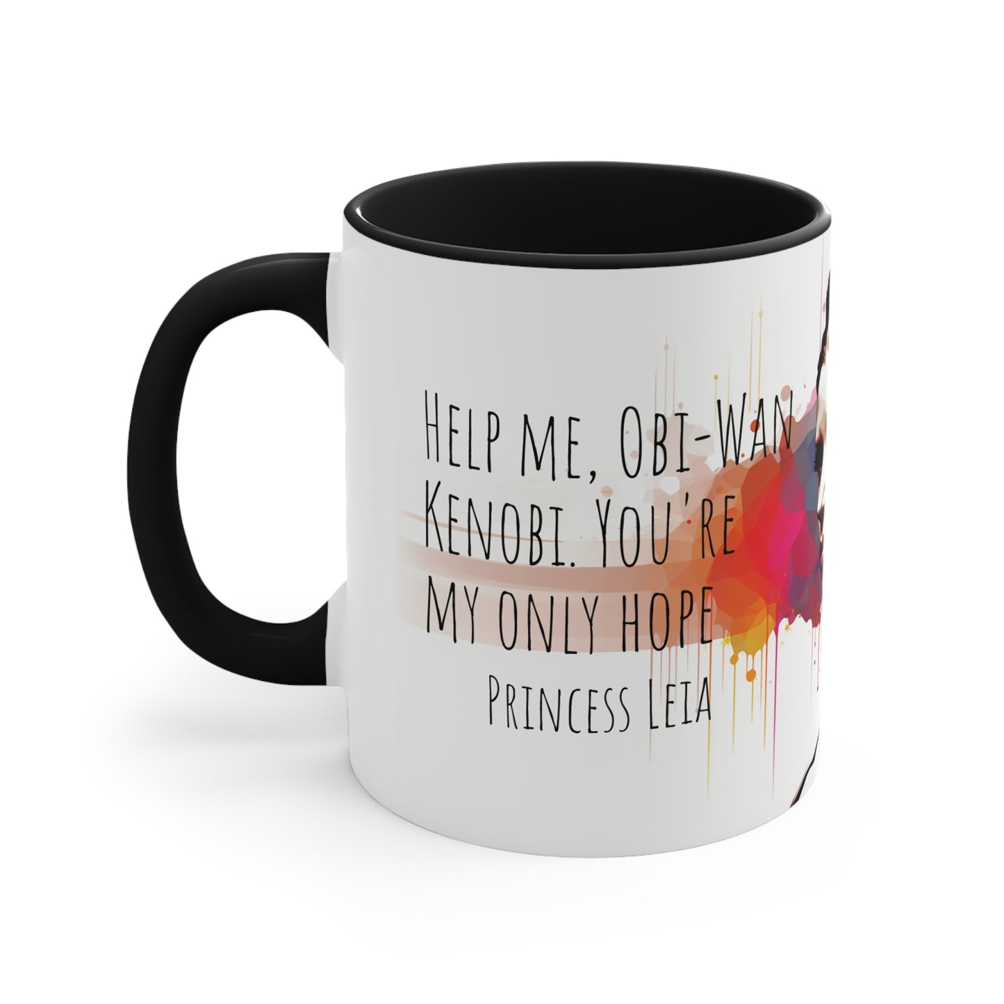 Princess Leia Geometric Bicolor Mug - A Beacon of Hope: Help Me, Obi-Wan Kenobi - Star Wars