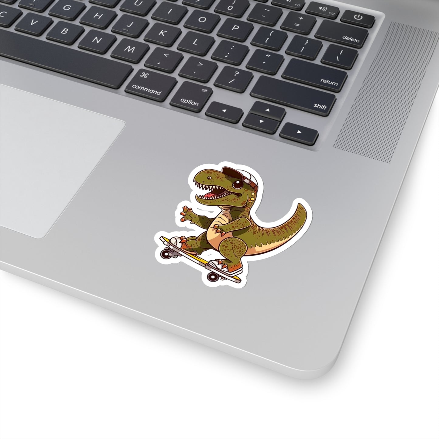 Kawaii T-Rex Skating Sticker - Add Some Cute and Fun Style to Your Tech