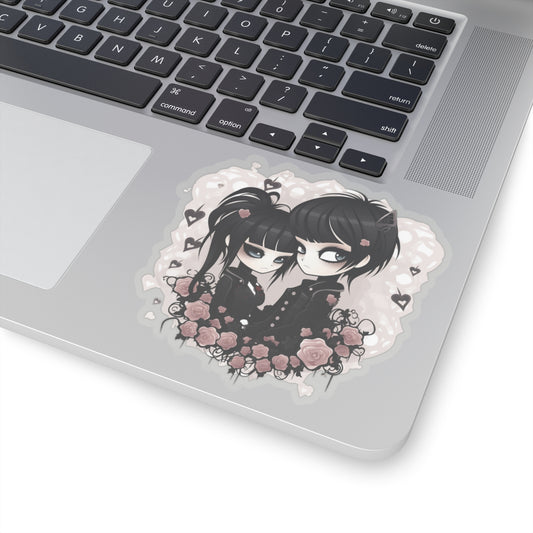 Gothic Couple Sticker - Cute Black Eyes - Valentine's Day