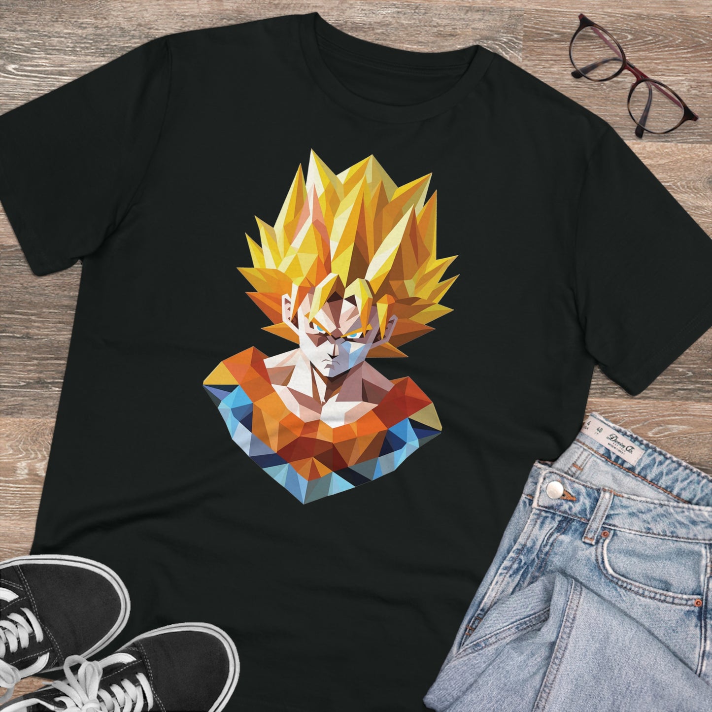 San Goku Super Saiyan Polygonal T-Shirt - Embrace Legendary Power