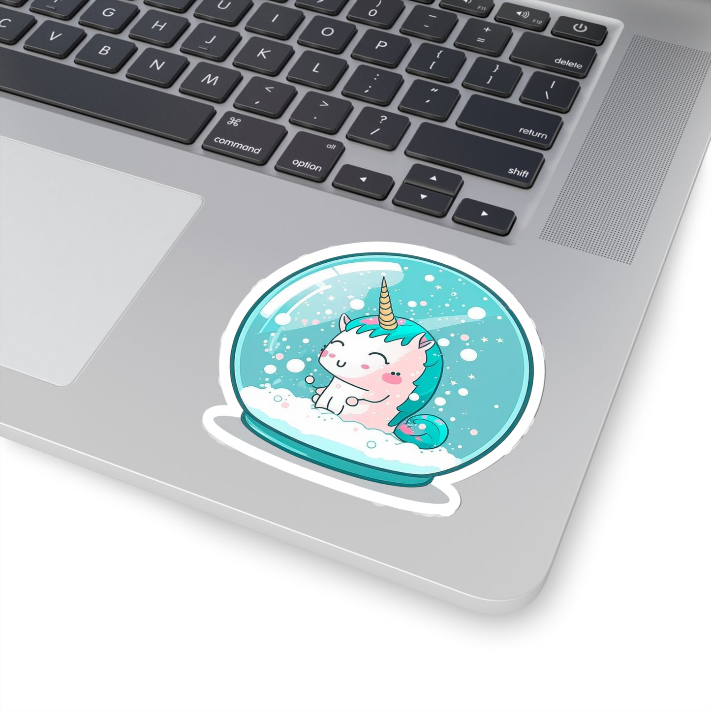 Kawaii Unicorn in Snowball Sticker - Add Some Cute and Whimsical Style to Your Tech