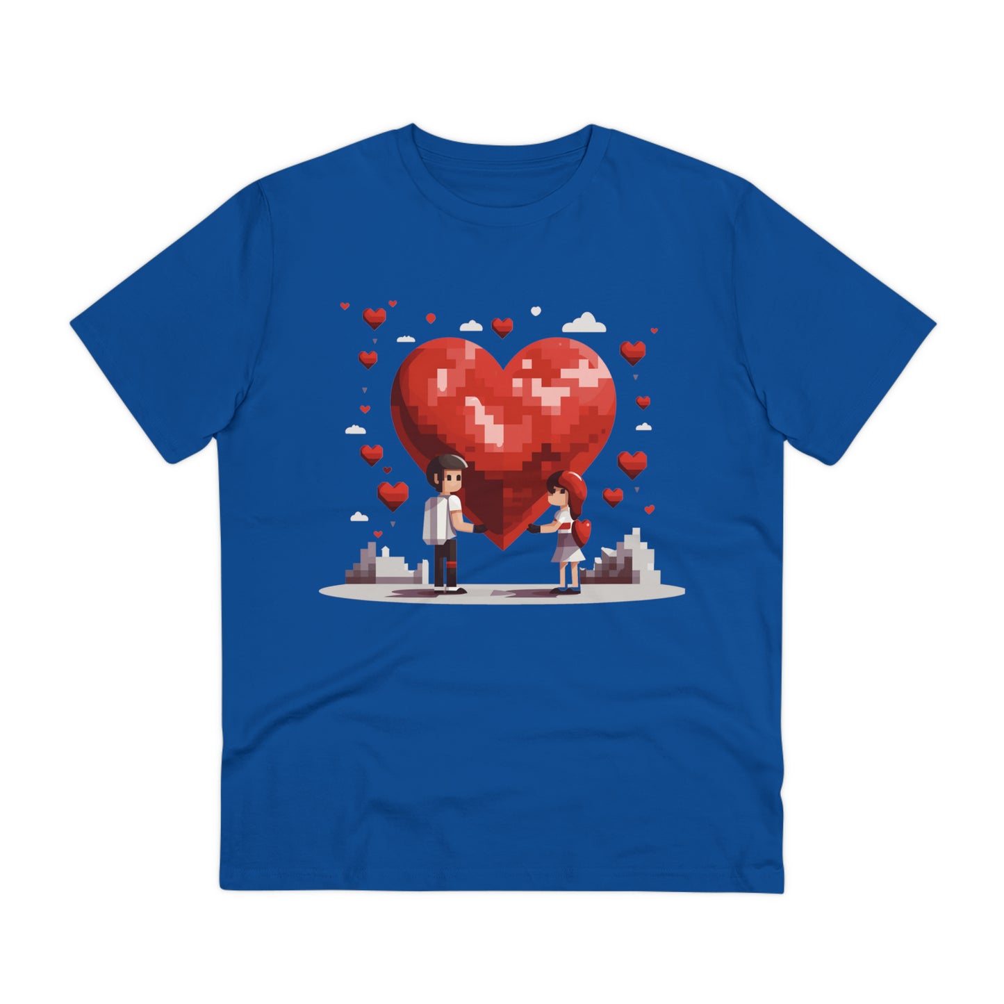 Pixel Love Eco Tee - Valentine's Day Pixel Heart Couple Shirt