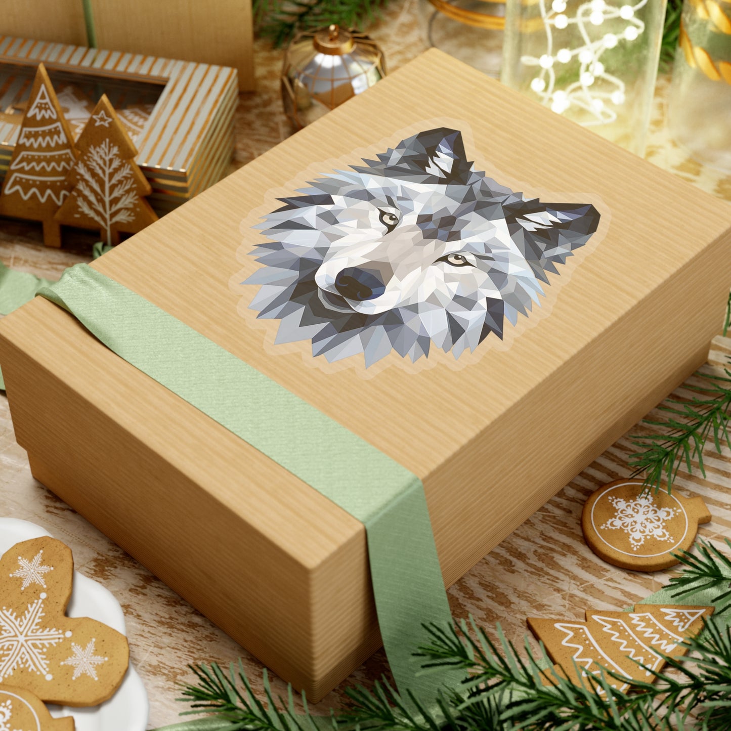 Geometric Facet Wolf Sticker