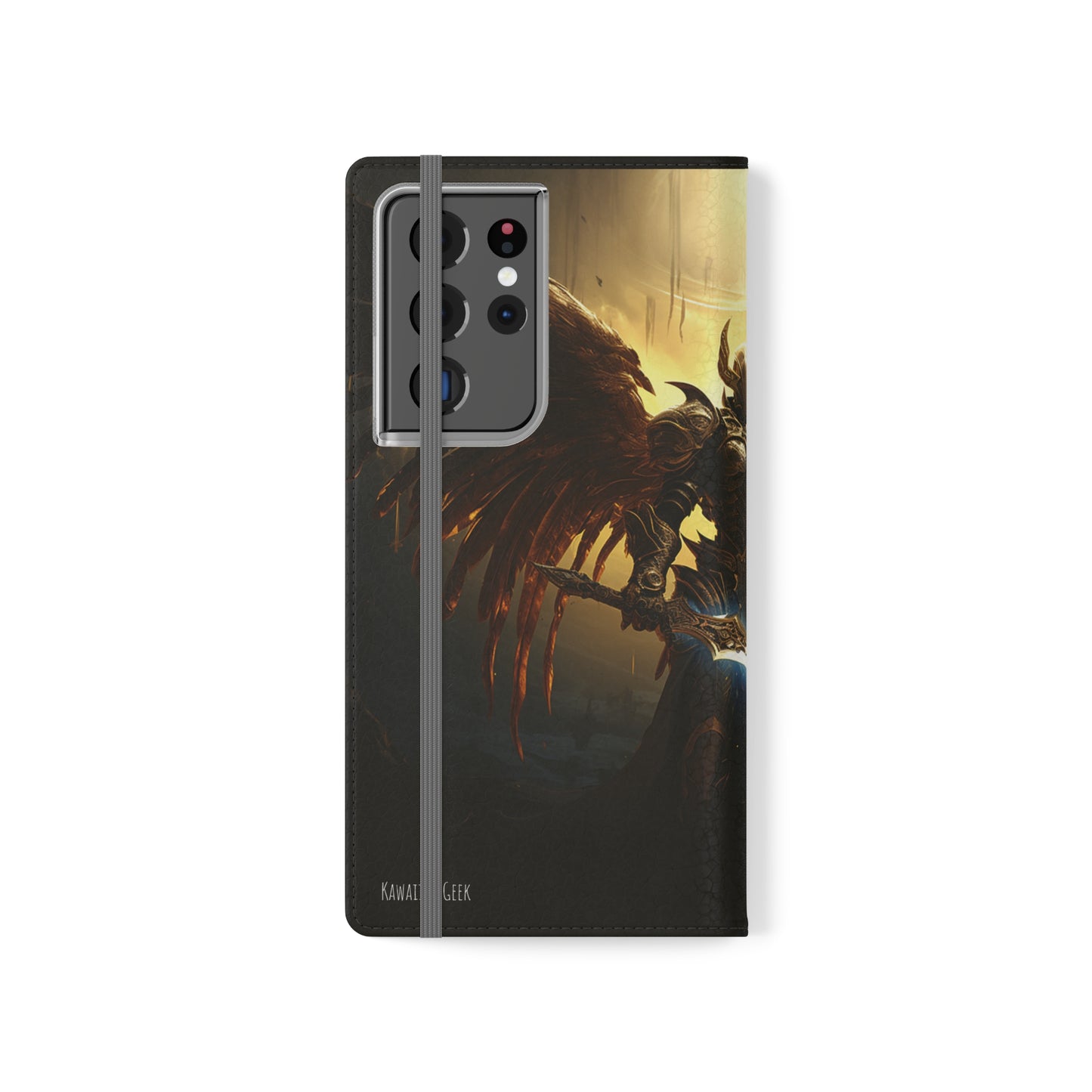 Dark Angel Flip Phone Case: Guardian with Sword