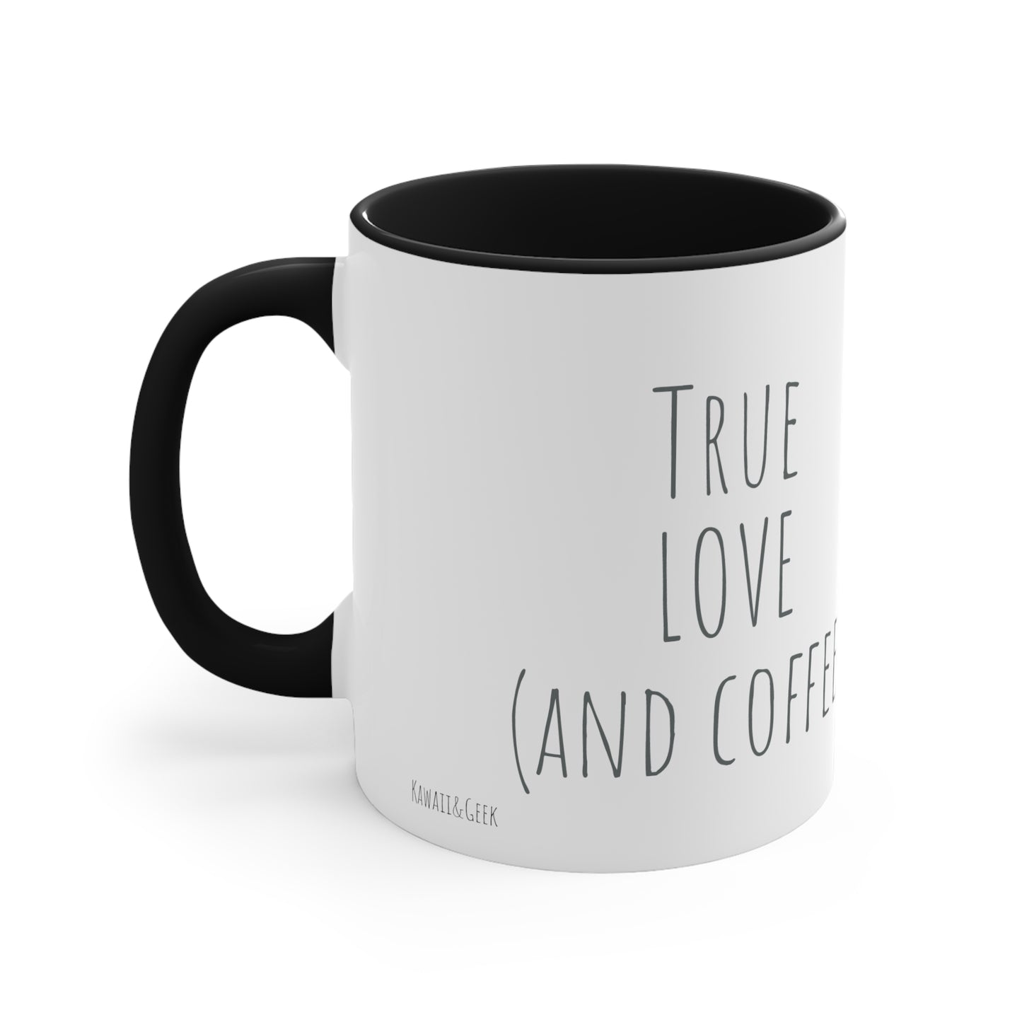 True Love & Coffee Mug - 11oz Bicolor Kawaii Heart Cup - Valentine's Day
