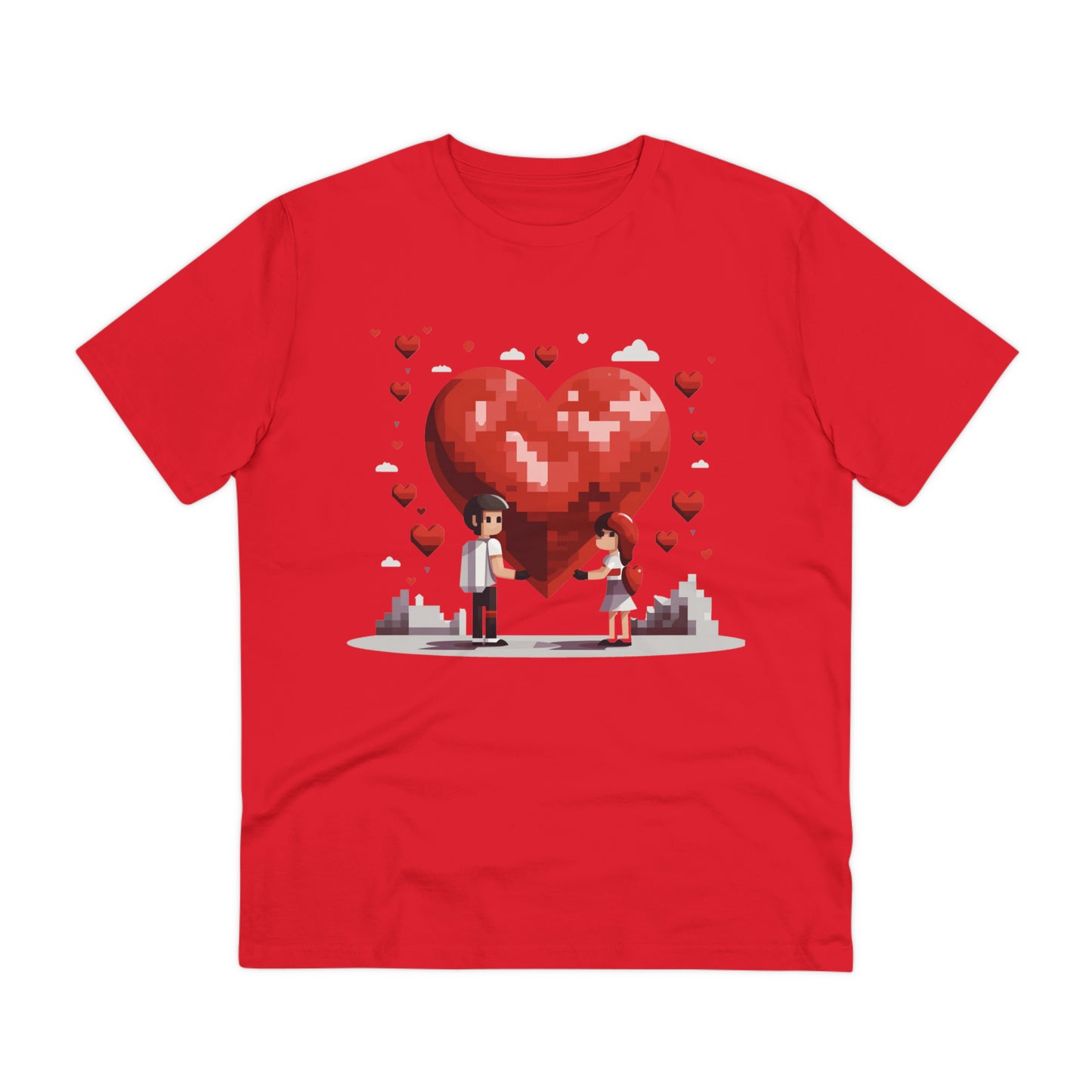 Pixel Love Eco Tee - Valentine's Day Pixel Heart Couple Shirt