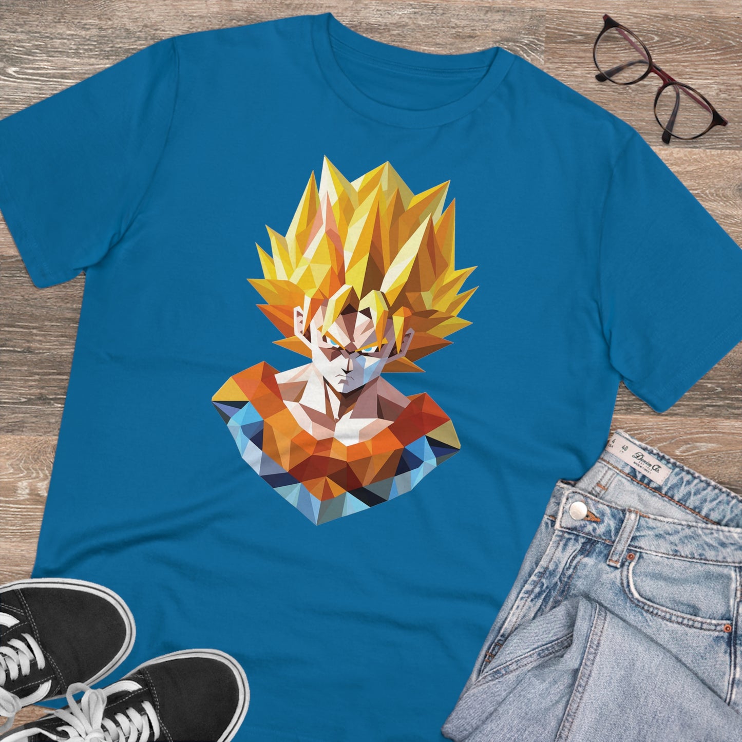 San Goku Super Saiyan Polygonal T-Shirt - Embrace Legendary Power